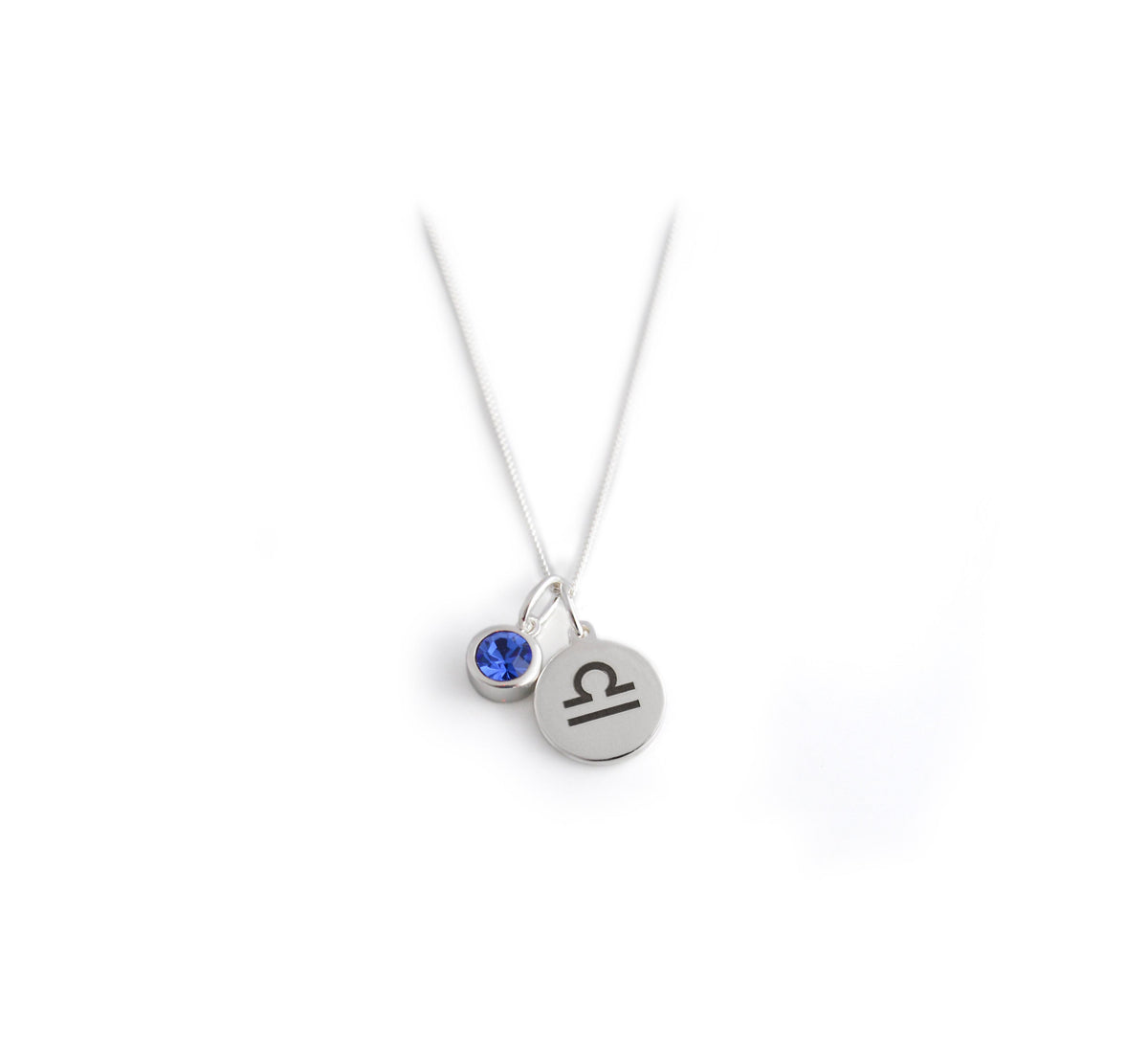 Exclusive Sterling Silver Libra Zodiac CZ Birthstone Necklace