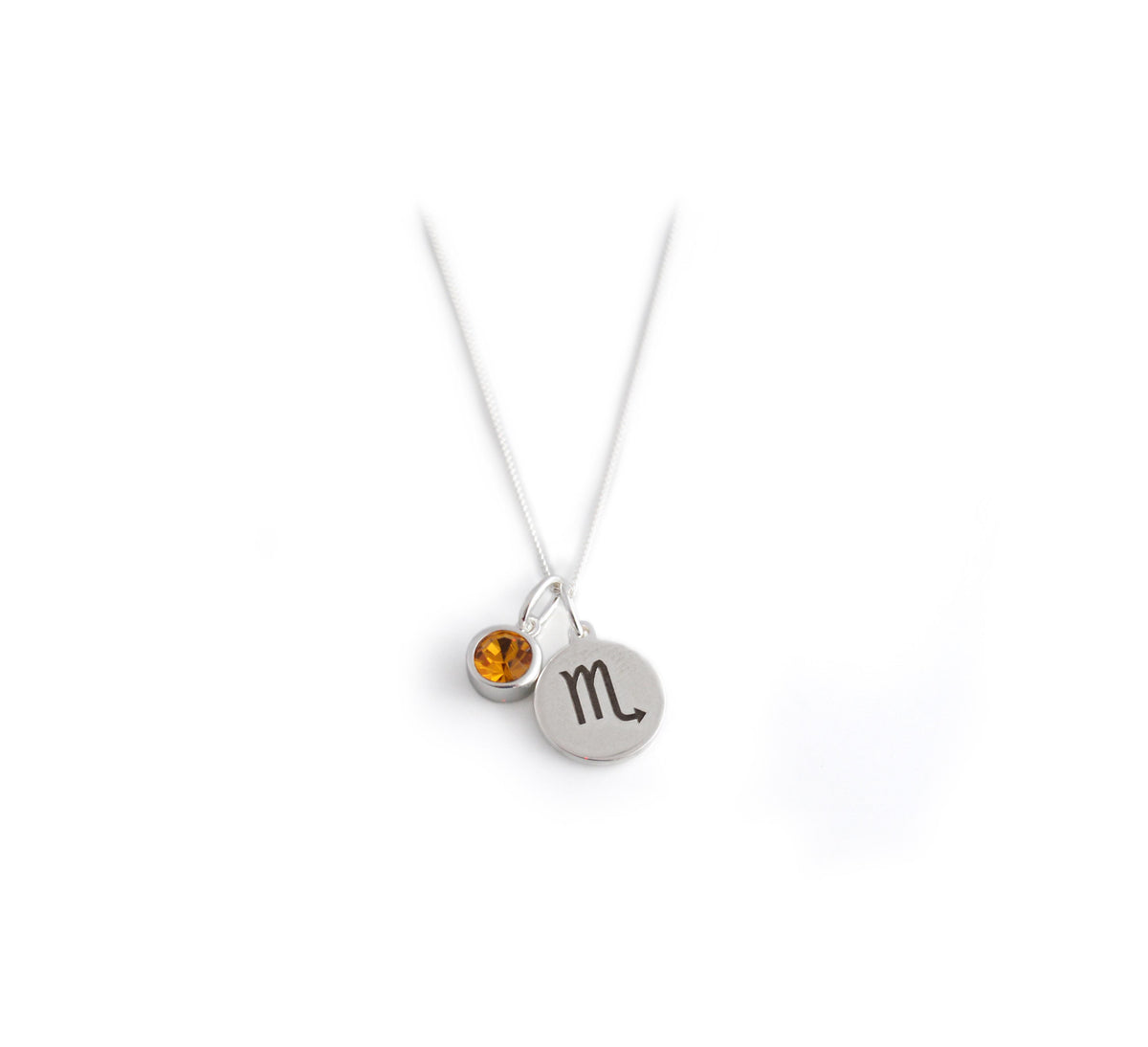 Exclusive Sterling Silver Scorpio Zodiac CZ Birthstone Necklace