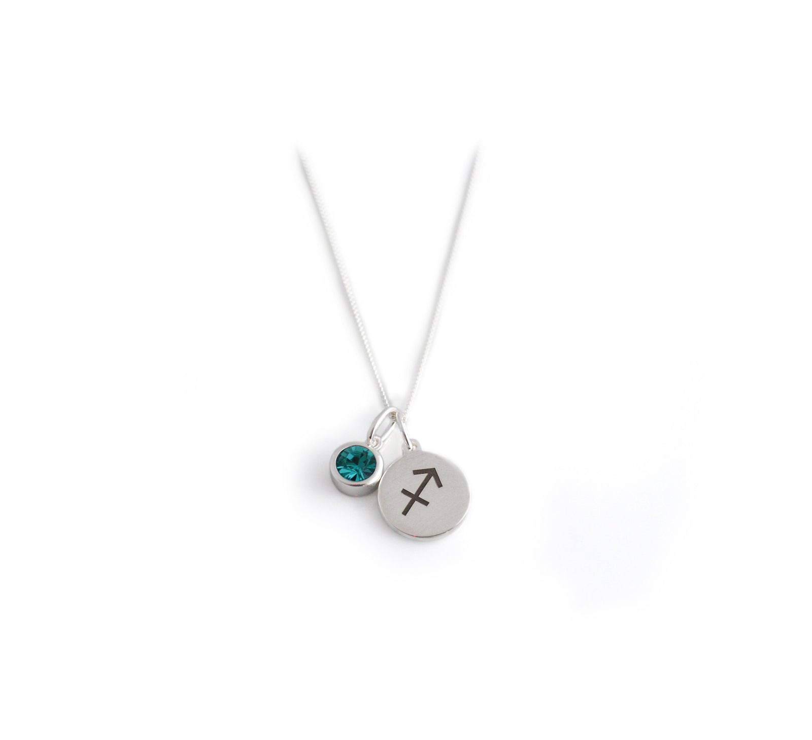 Exclusive Sterling Silver Sagittarius Zodiac CZ Birthstone Necklace