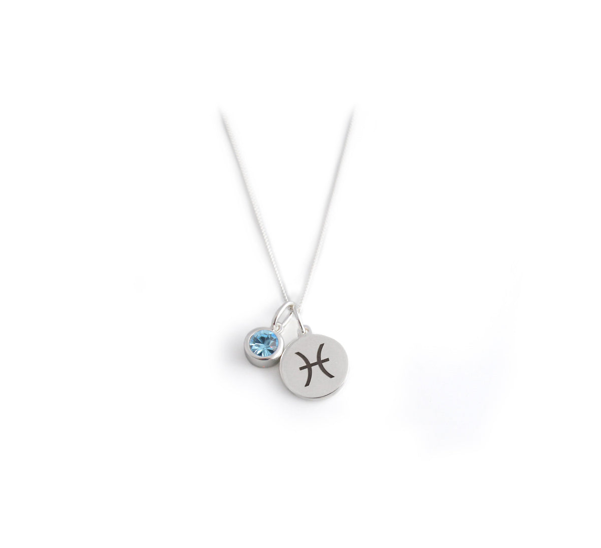 Exclusive Sterling Silver Pisces Zodiac CZ Birthstone Necklace
