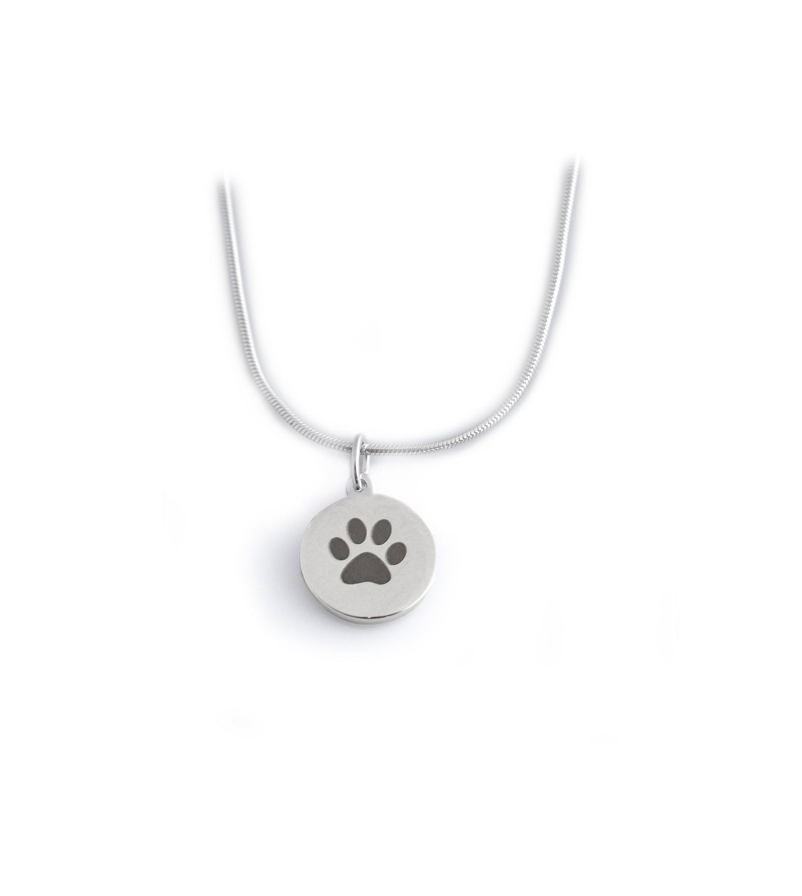 Sterling Silver Paw Print Heart Necklace