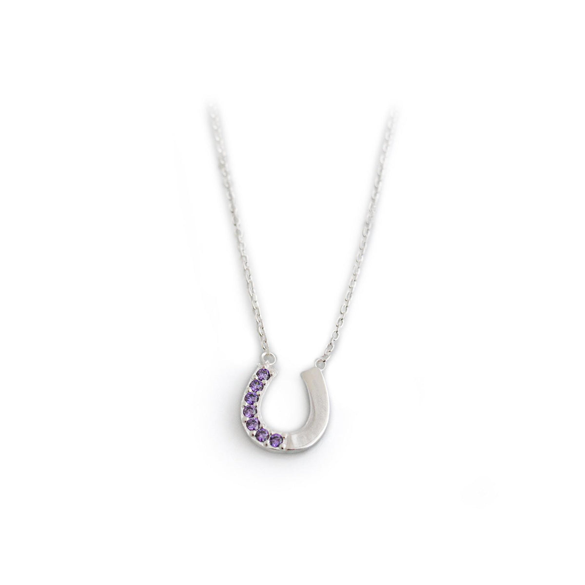 Exclusive Amethyst CZ &amp; Sterling Silver Horseshoe Necklace