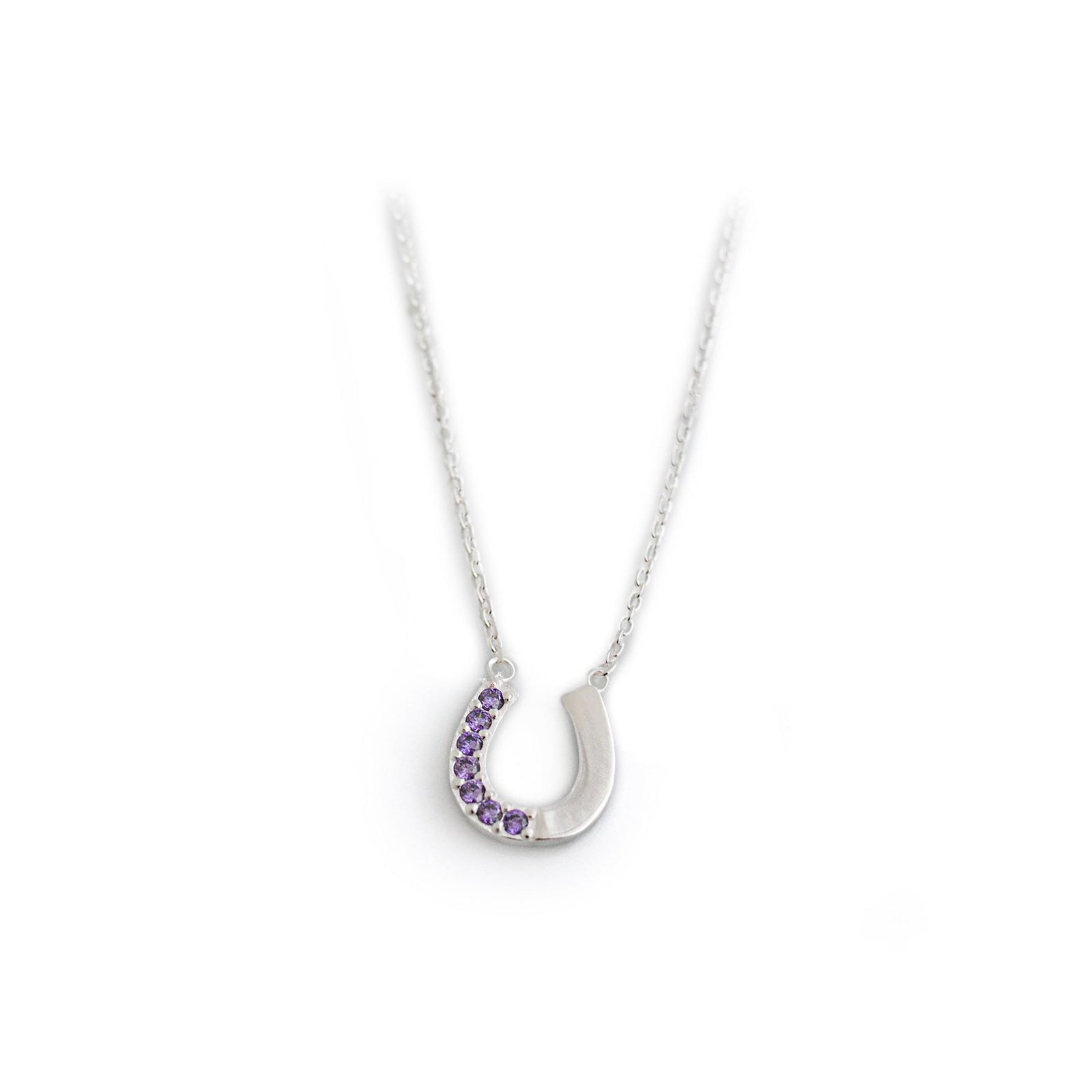 Exclusive Amethyst CZ & Sterling Silver Horseshoe Necklace