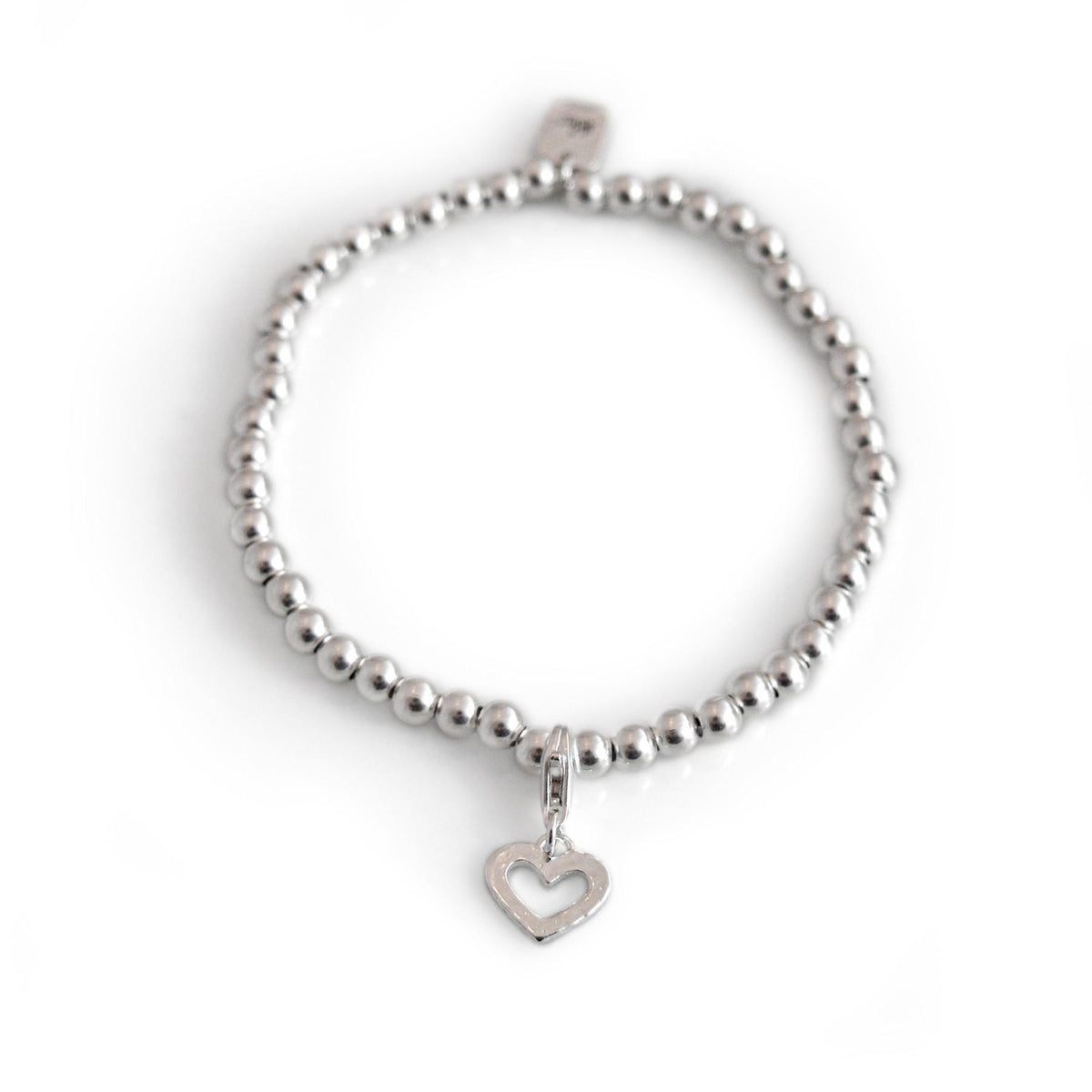 Exclusive Sterling Silver Rounded Beaded Bracelet With Charm