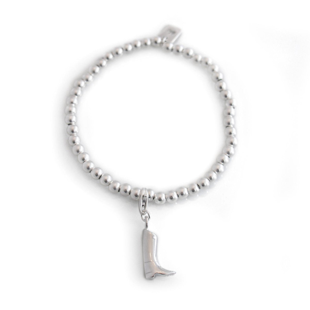 Exclusive Sterling Silver Rounded Beaded Bracelet With Charm