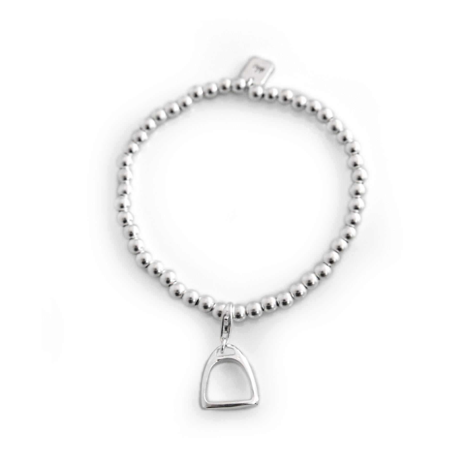 Exclusive Sterling Silver Rounded Beaded Bracelet With Charm