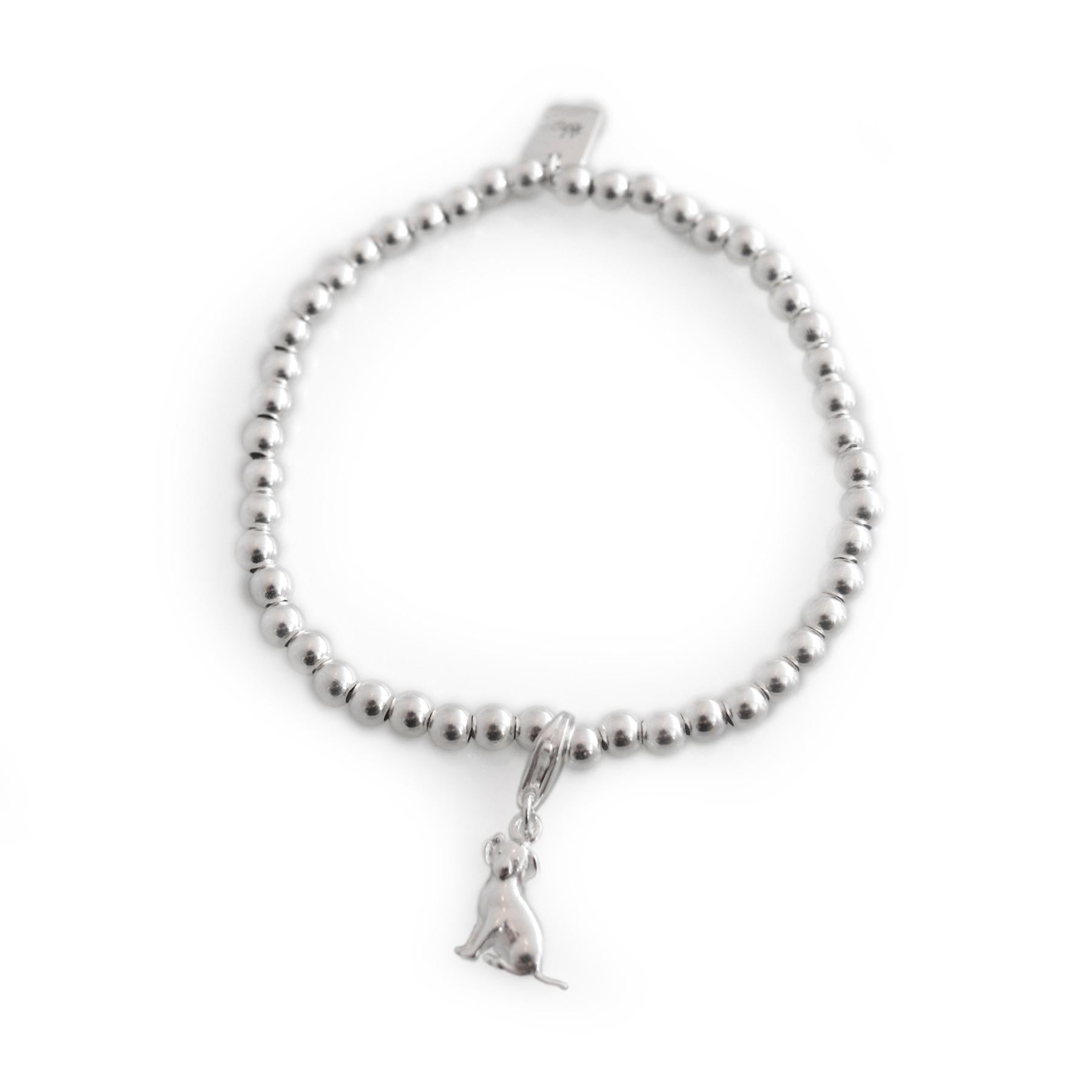 Exclusive Sterling Silver Rounded Beaded Bracelet With Charm
