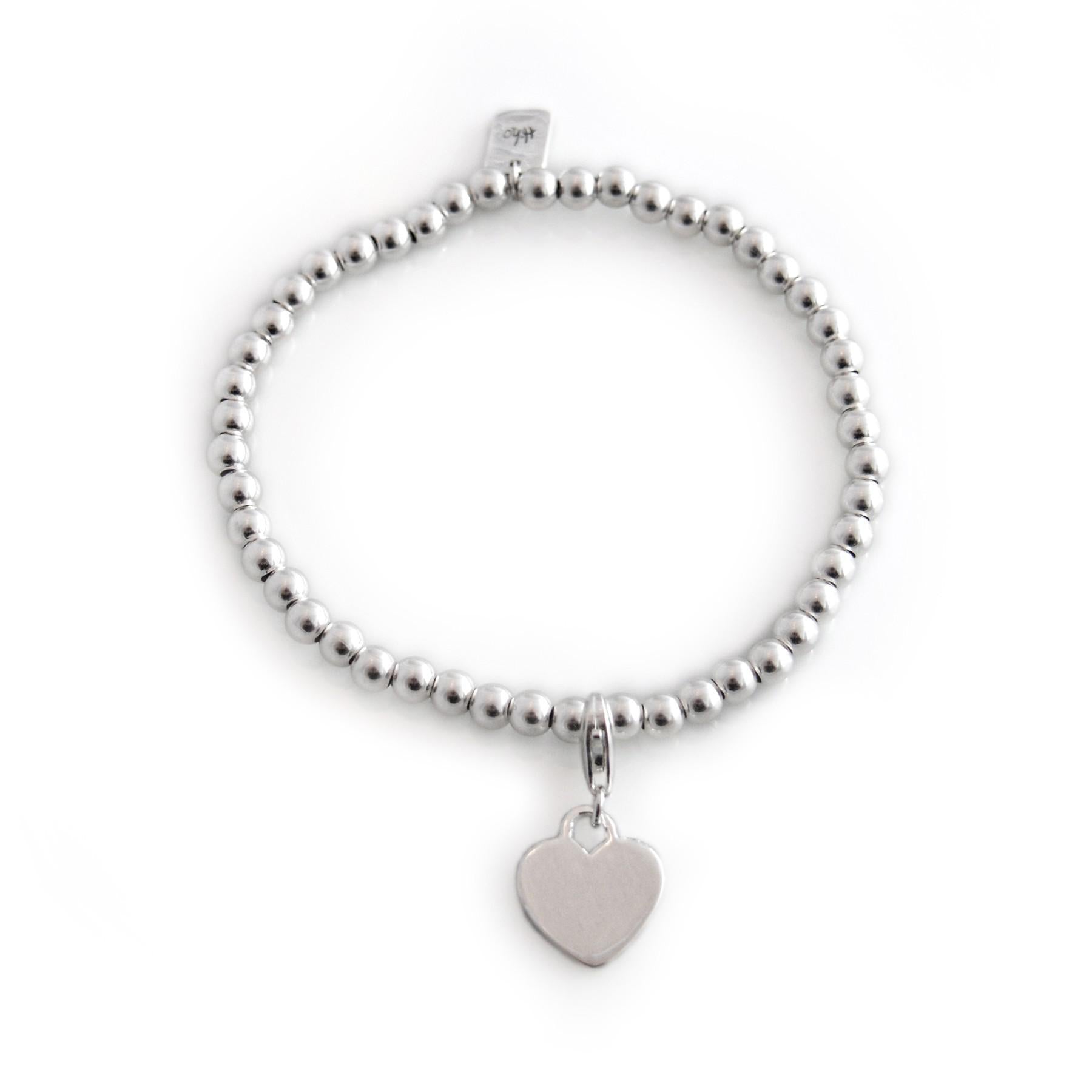 Exclusive Sterling Silver Rounded Beaded Bracelet With Charm