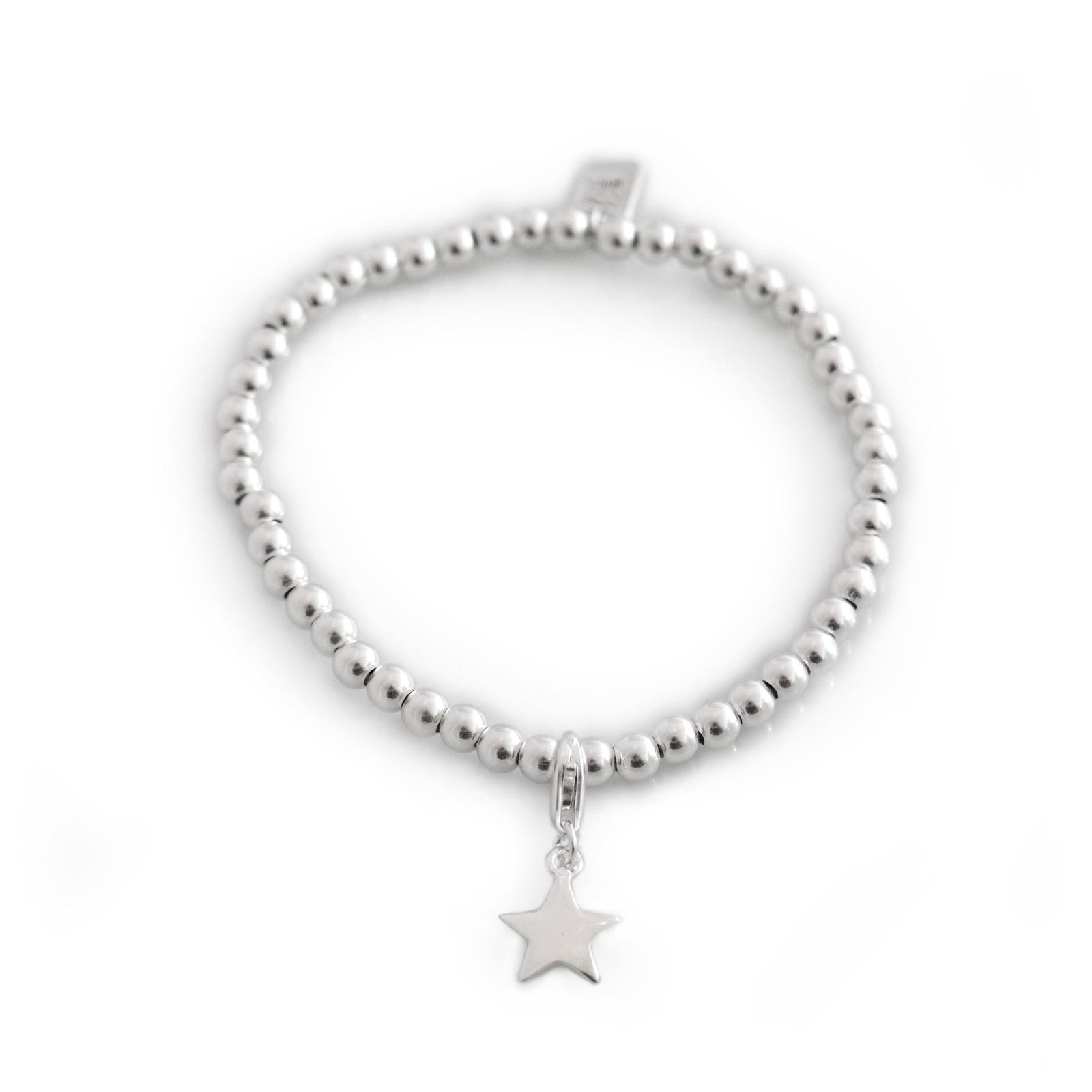 Exclusive Sterling Silver Rounded Beaded Bracelet With Charm