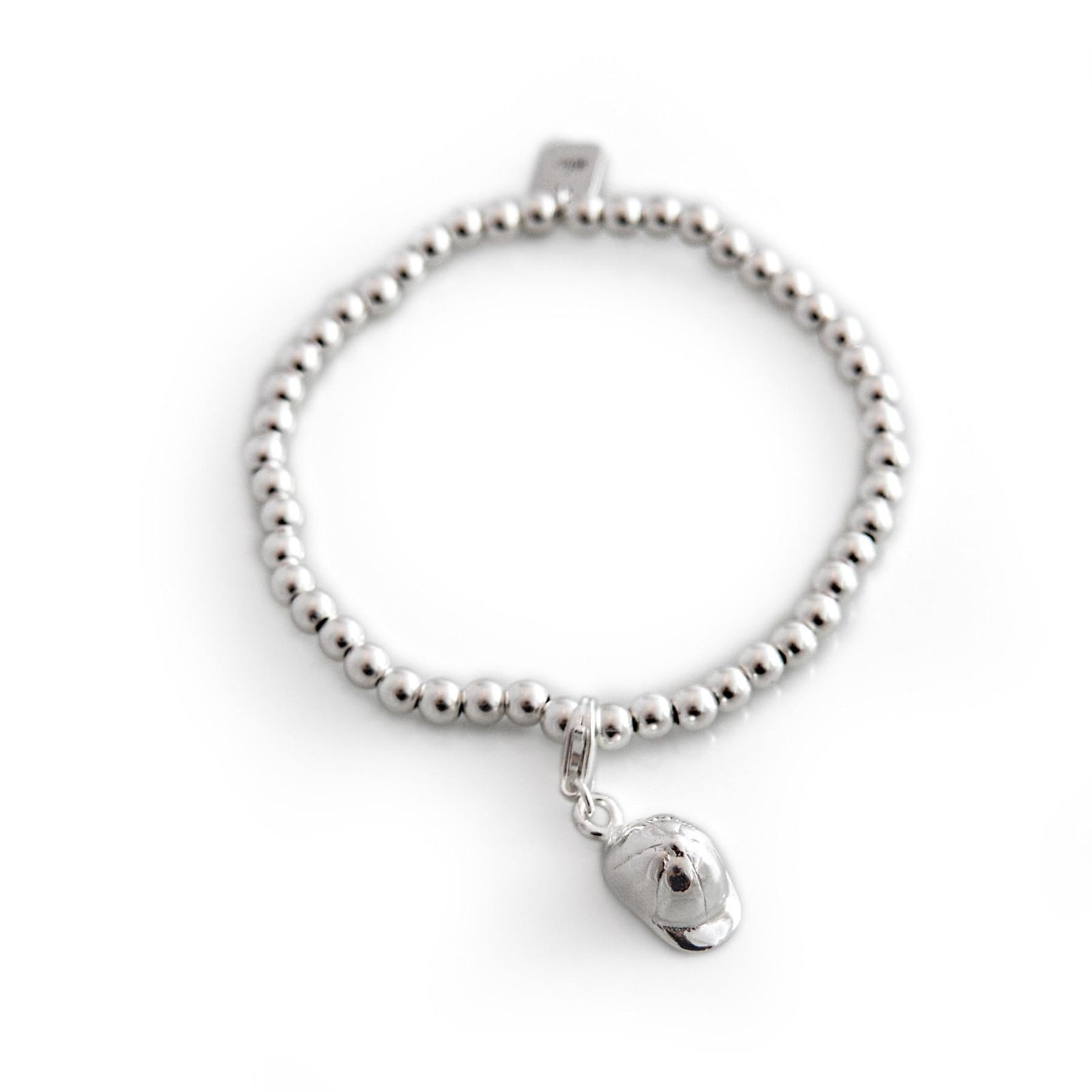 Exclusive Sterling Silver Rounded Beaded Bracelet With Charm