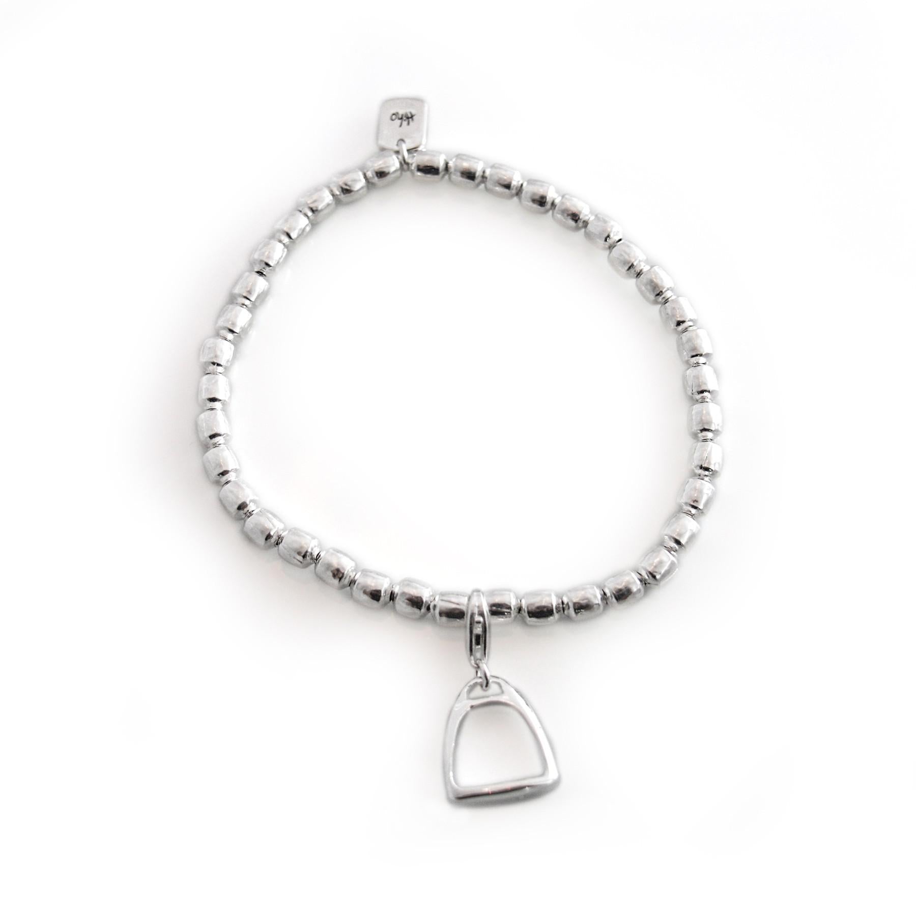 Exclusive Sterling Silver Drum Bead Bracelet With Charm