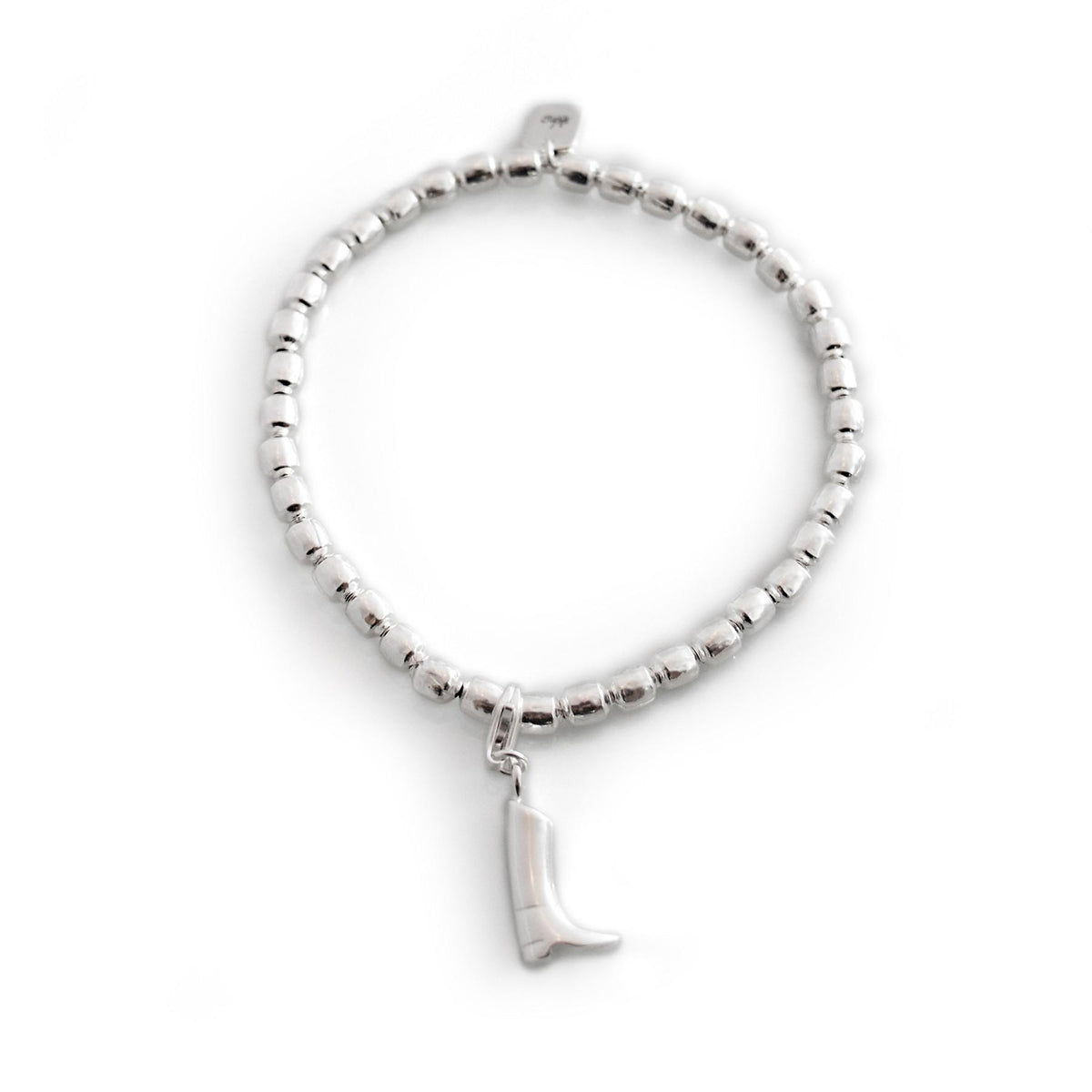 Exclusive Sterling Silver Drum Bead Bracelet With Charm
