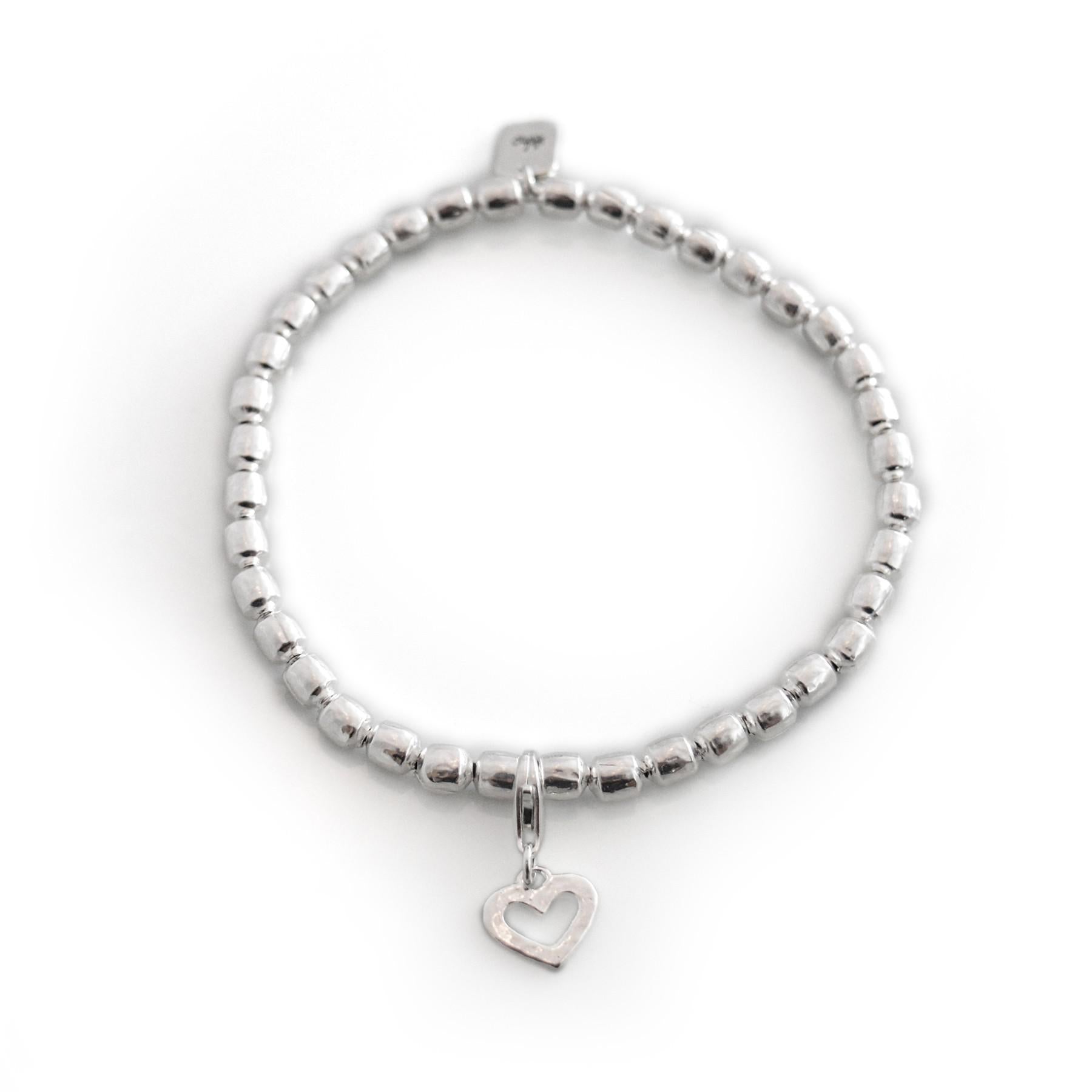 Exclusive Sterling Silver Drum Bead Bracelet With Charm