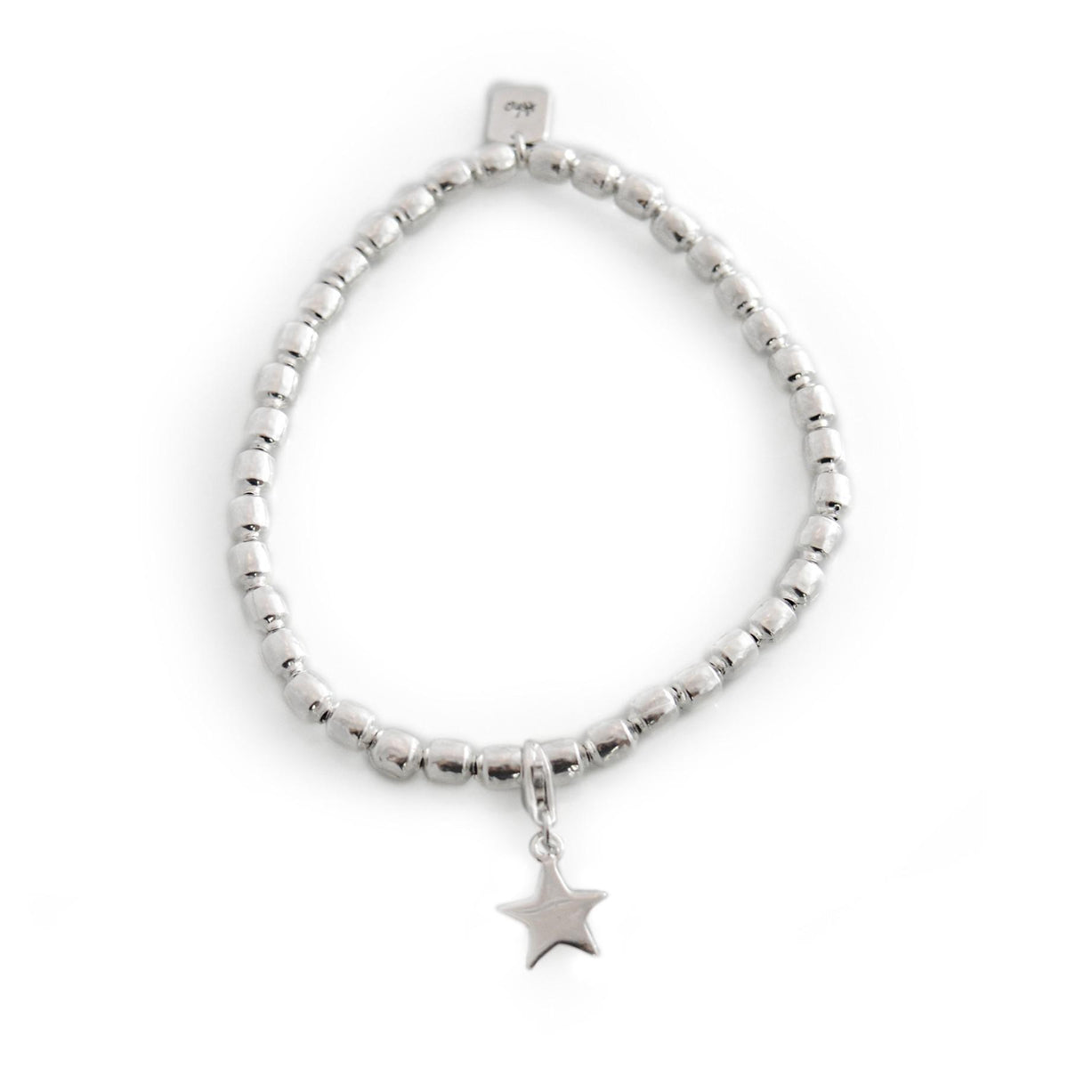 Exclusive Sterling Silver Drum Bead Bracelet With Charm