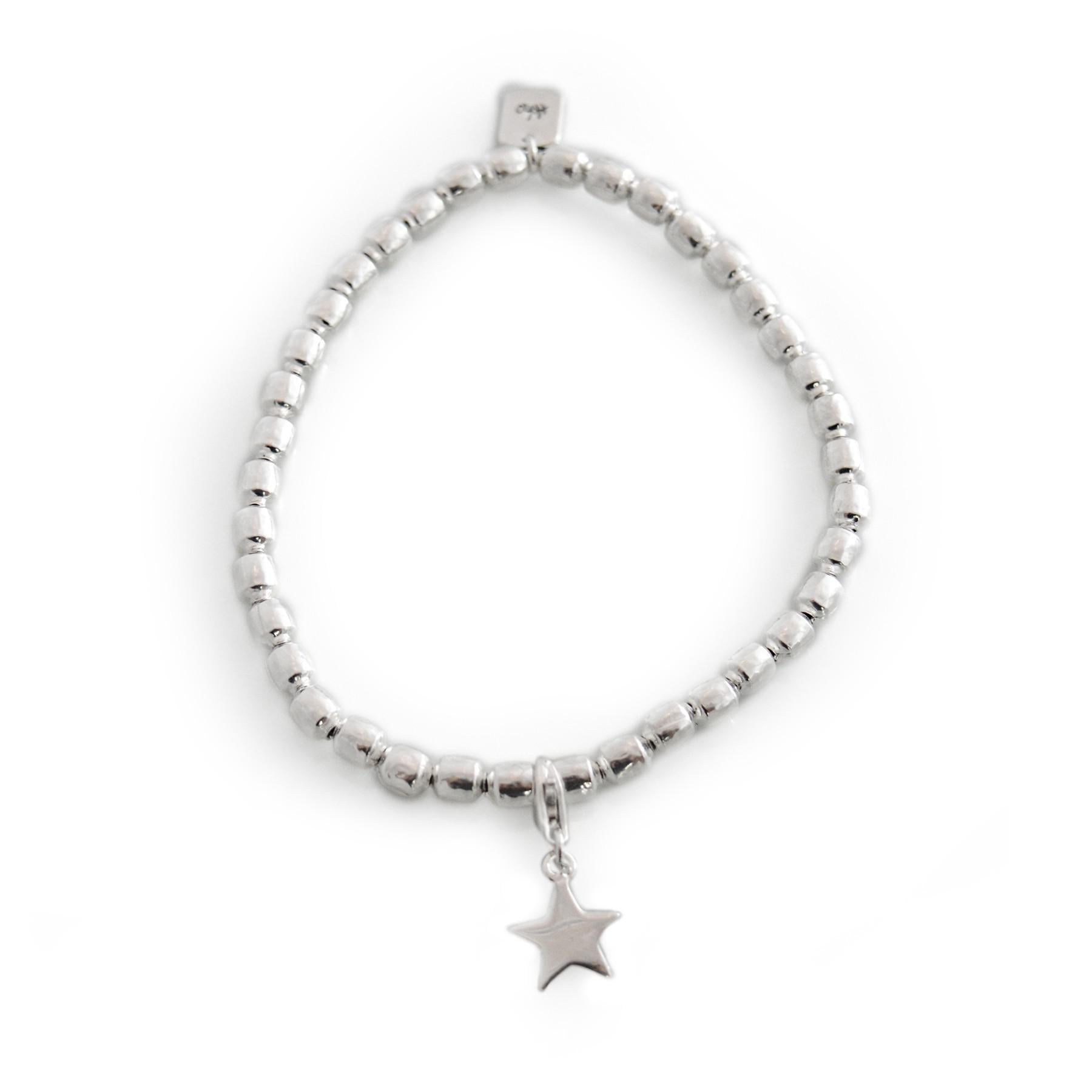 Exclusive Sterling Silver Drum Bead Bracelet With Charm