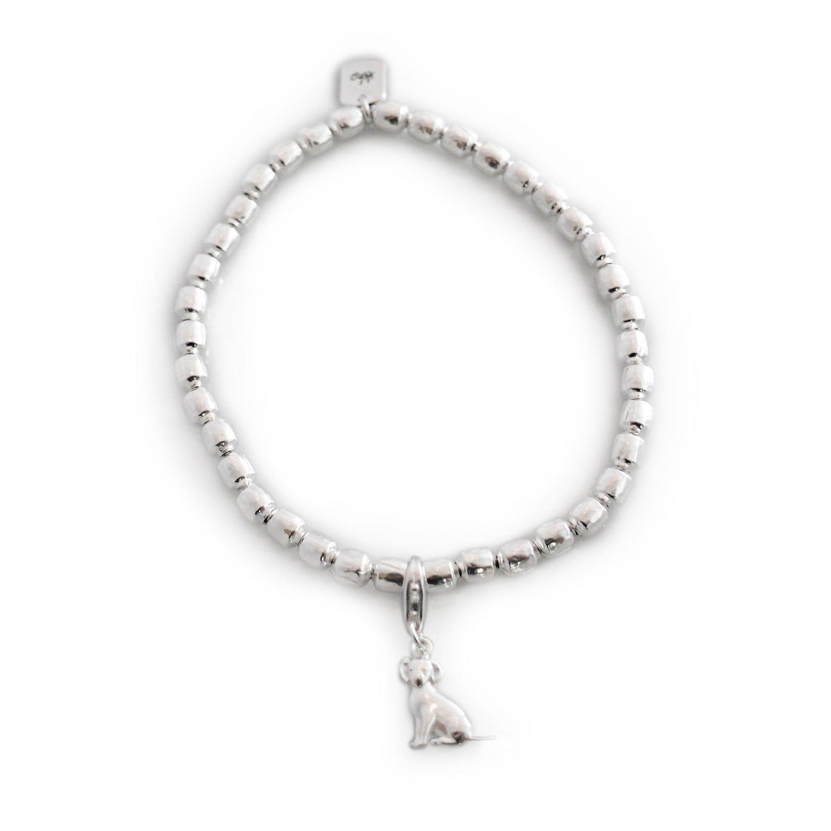 Exclusive Sterling Silver Drum Bead Bracelet With Charm