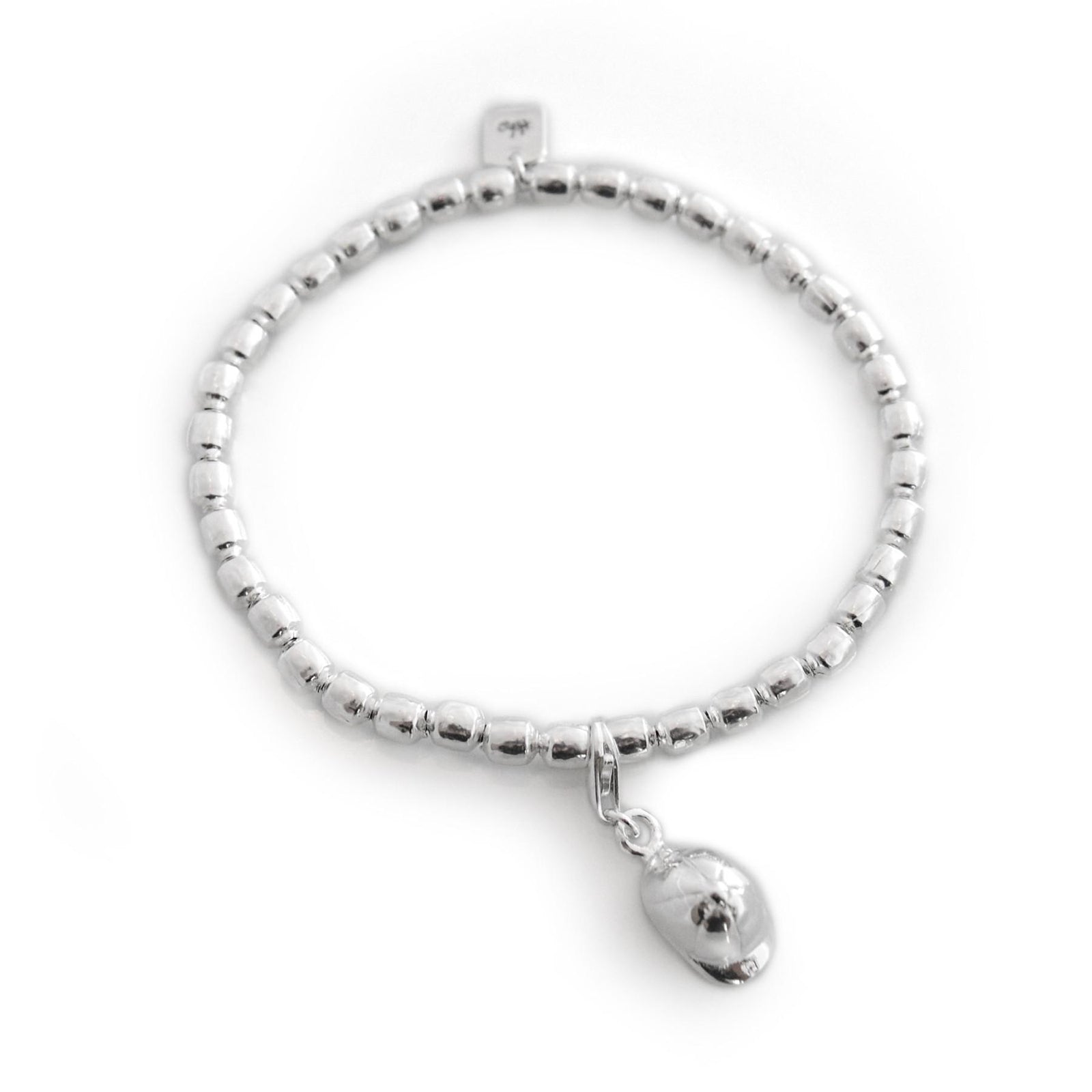 Exclusive Sterling Silver Drum Bead Bracelet With Charm