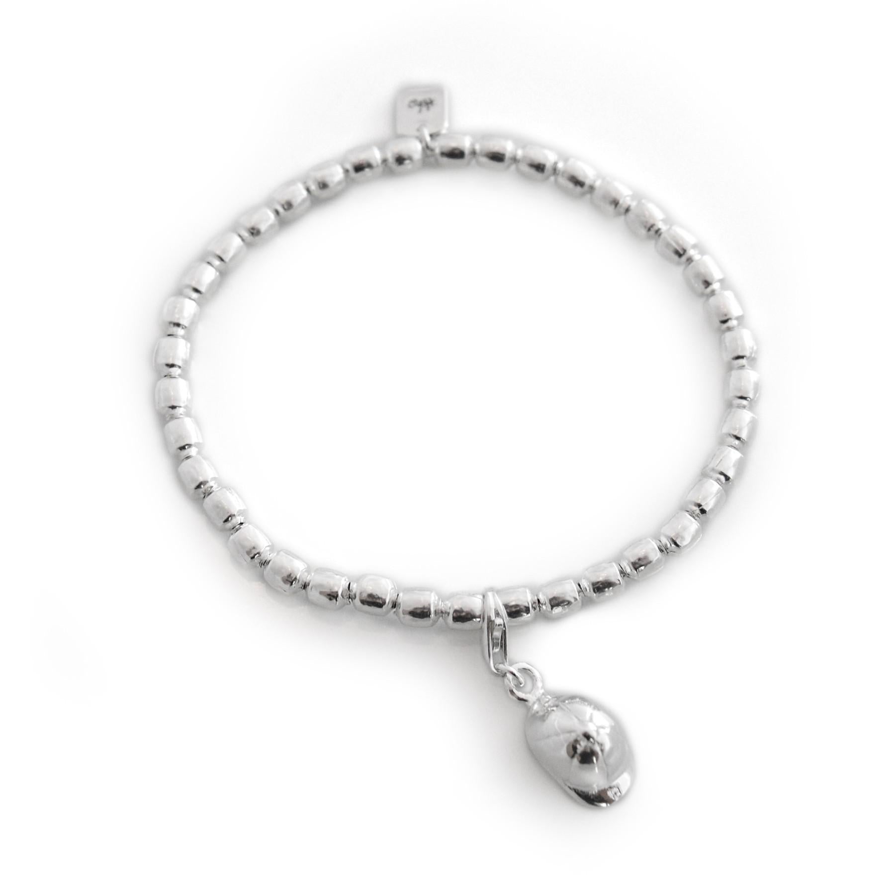 Exclusive Sterling Silver Drum Bead Bracelet With Charm