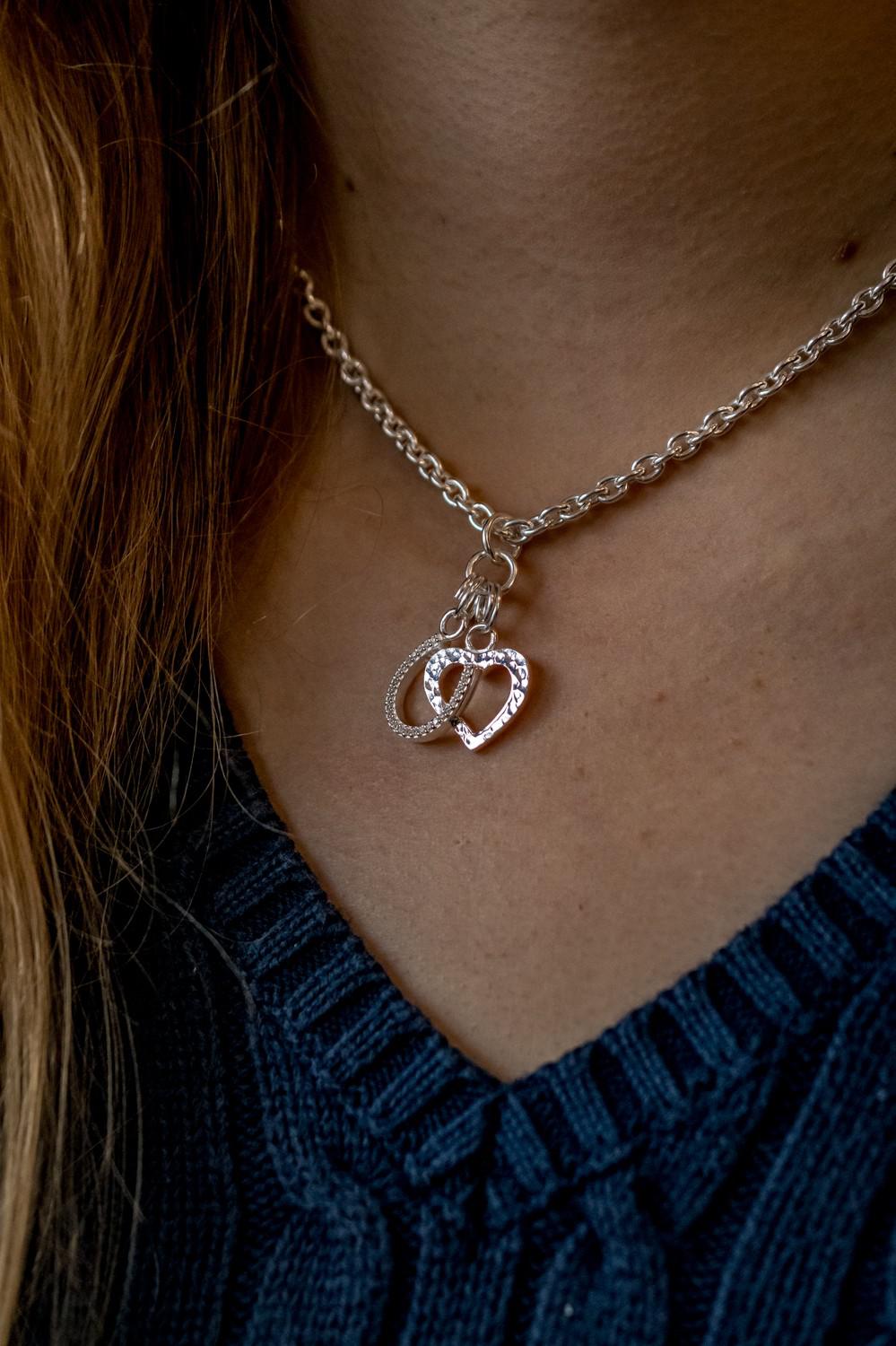 Exclusive Sterling Silver Heart & Horseshoe Cluster Necklace