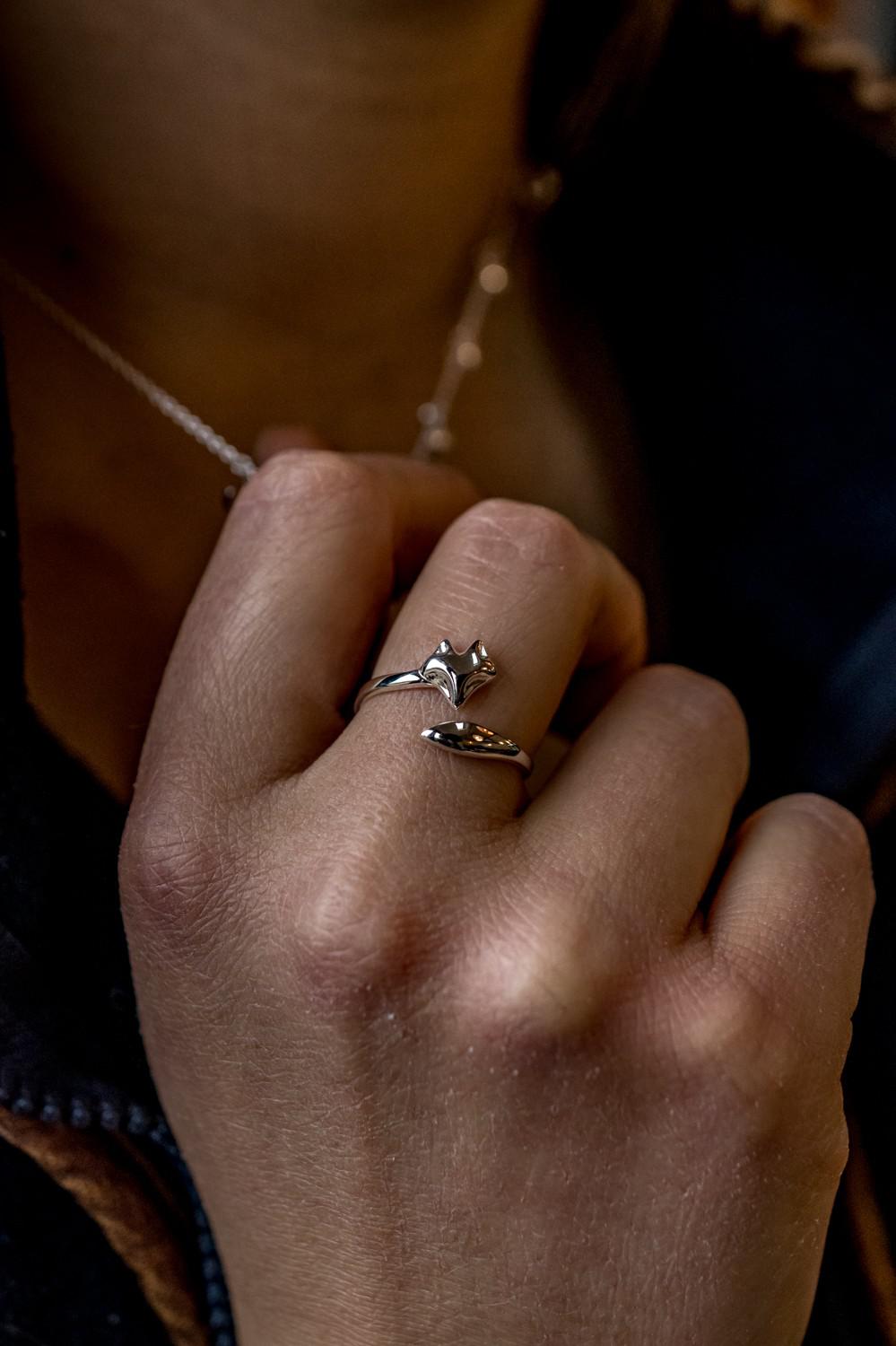 Sterling Silver Adjustable Fox Ring