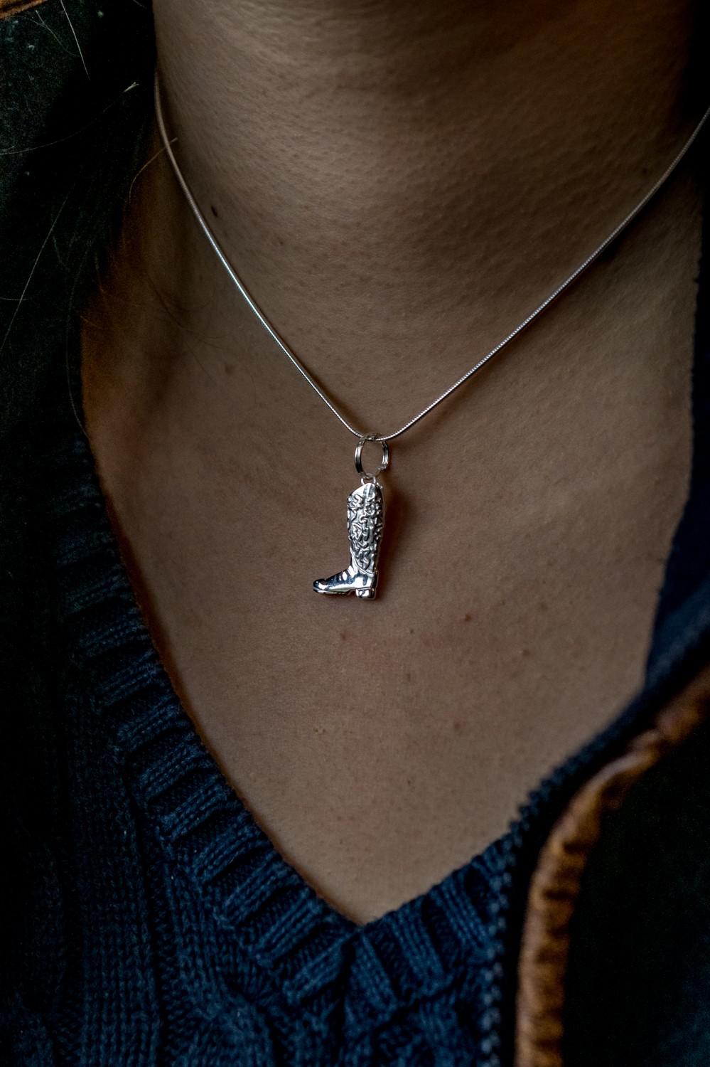 Sterling Silver Cowboy Boot Necklace