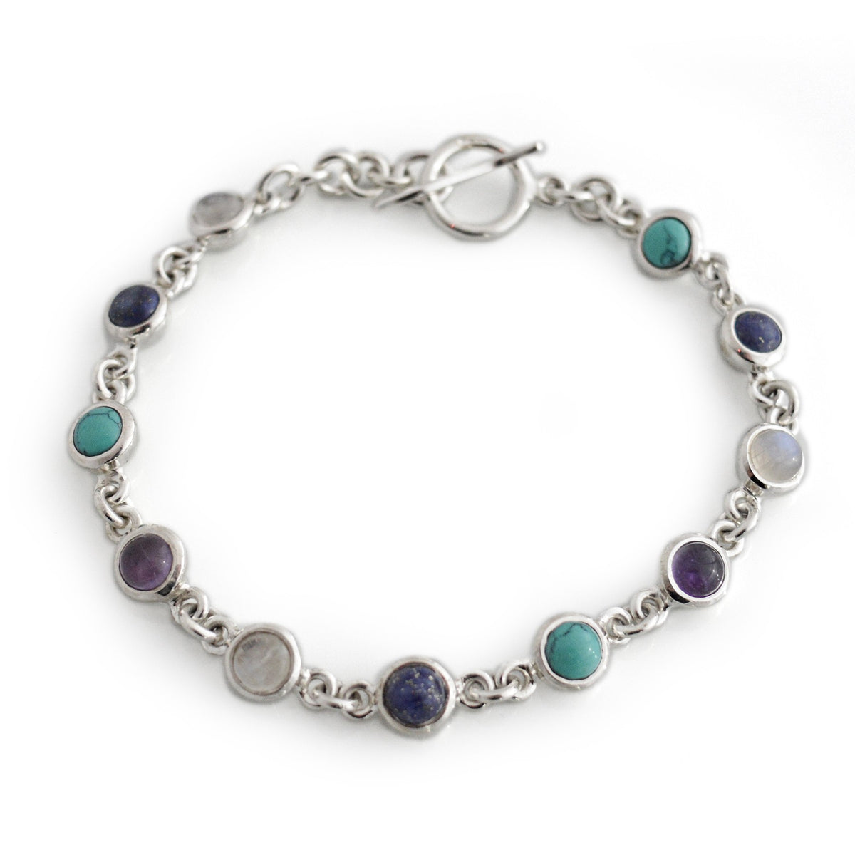 Exclusive Sterling Silver &amp; Multi Stone Bracelet