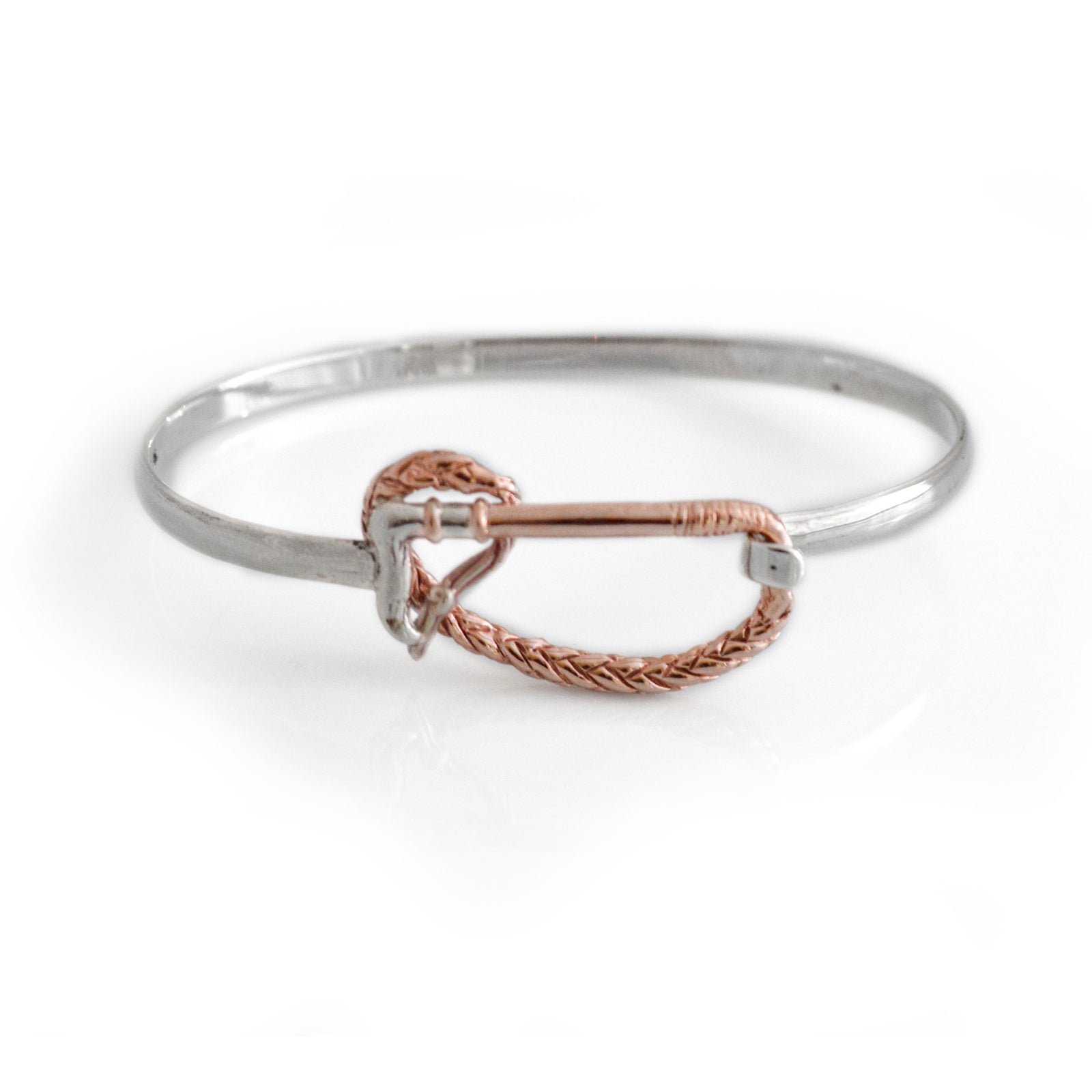 Exclusive Sterling Silver & 18ct Rose Gold Plate Whip Bangle