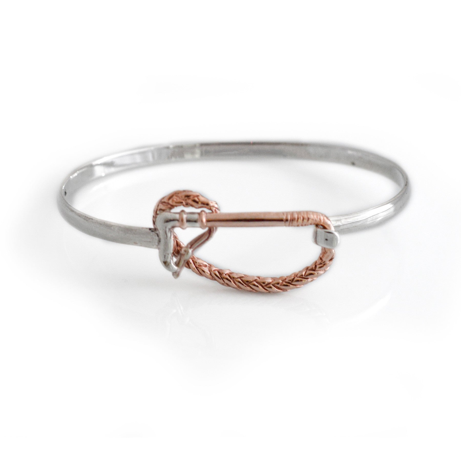 Exclusive Sterling Silver & 18ct Rose Gold Plate Whip Bangle