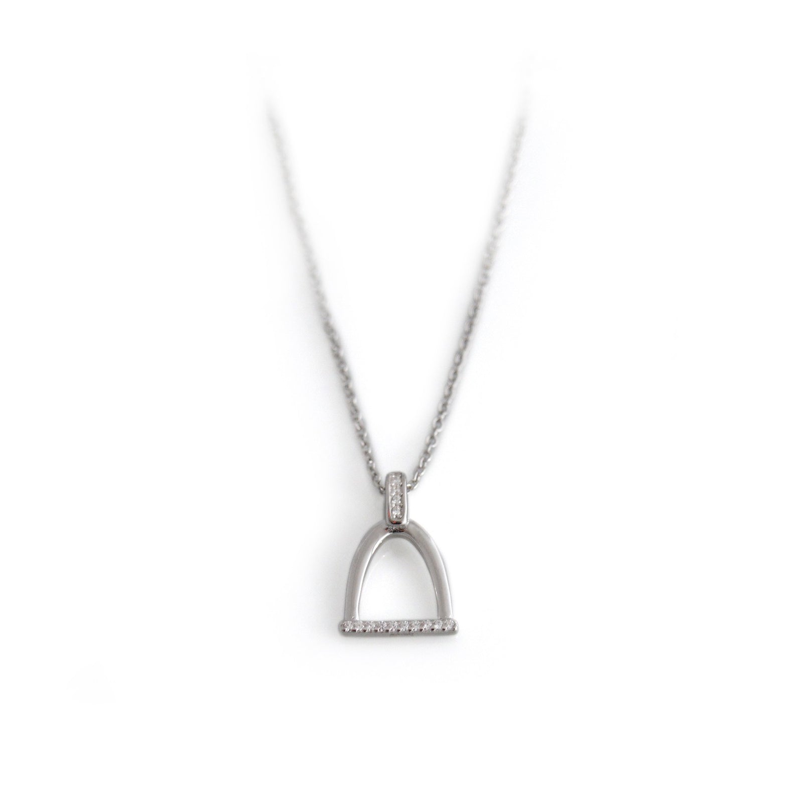 Sterling Silver & CZ Stirrup Necklace