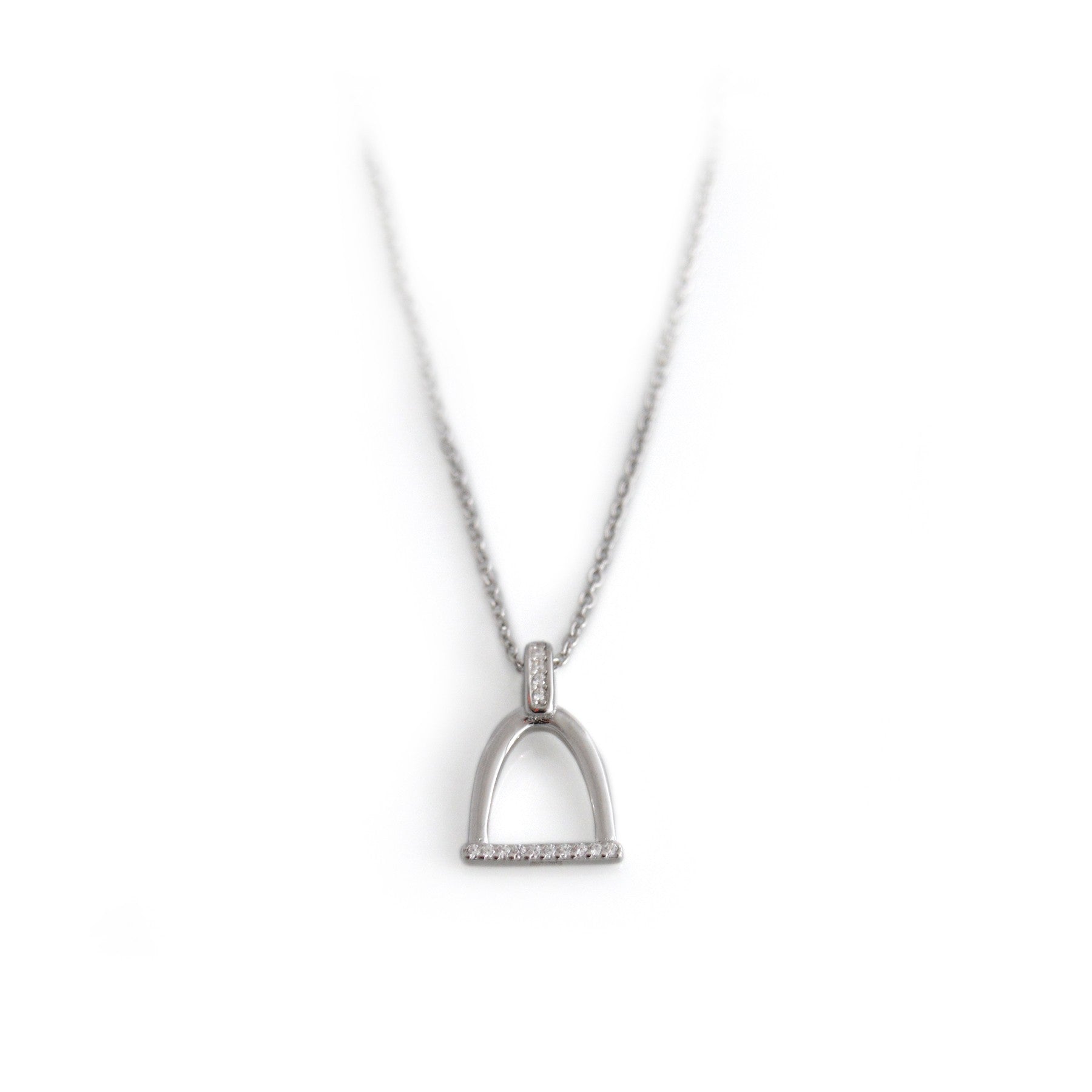 Sterling Silver & CZ Stirrup Necklace