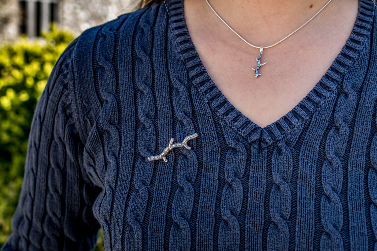 Exclusive Sterling Silver Twig Stock Pin/Brooch