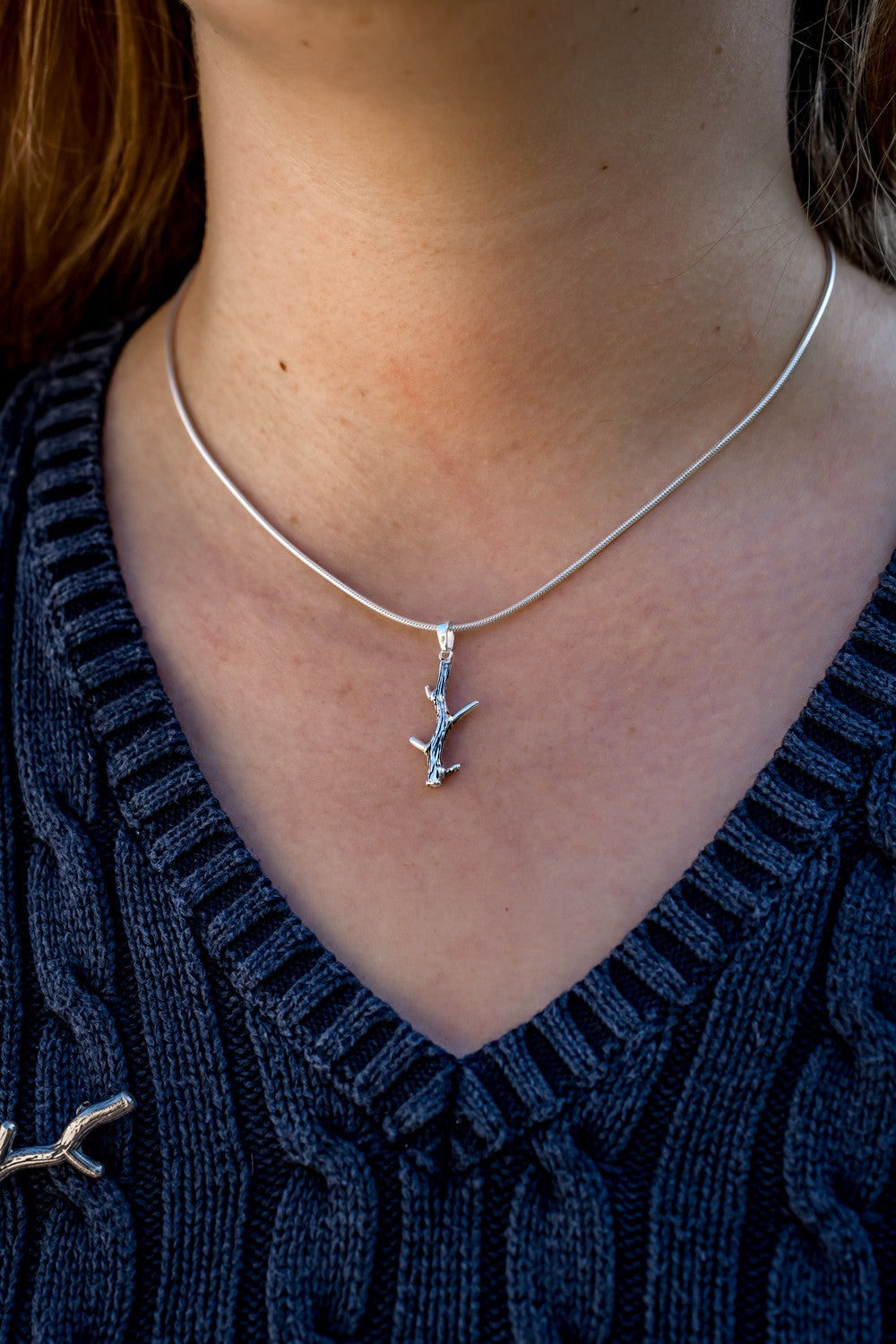 Exclusive Sterling Silver Twig Pendant With Chain
