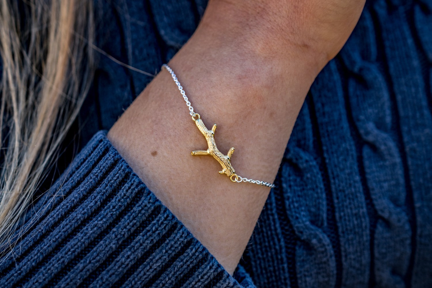 Exclusive Sterling Silver & 18ct Gold Vermeil Twig Bracelet