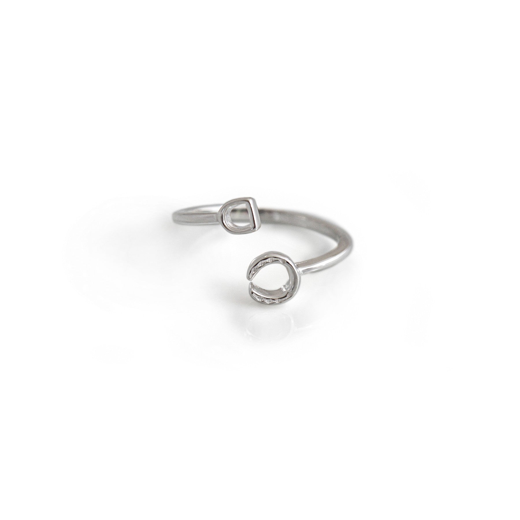 Sterling Silver Adjustable Stirrup & Horseshoe Ring
