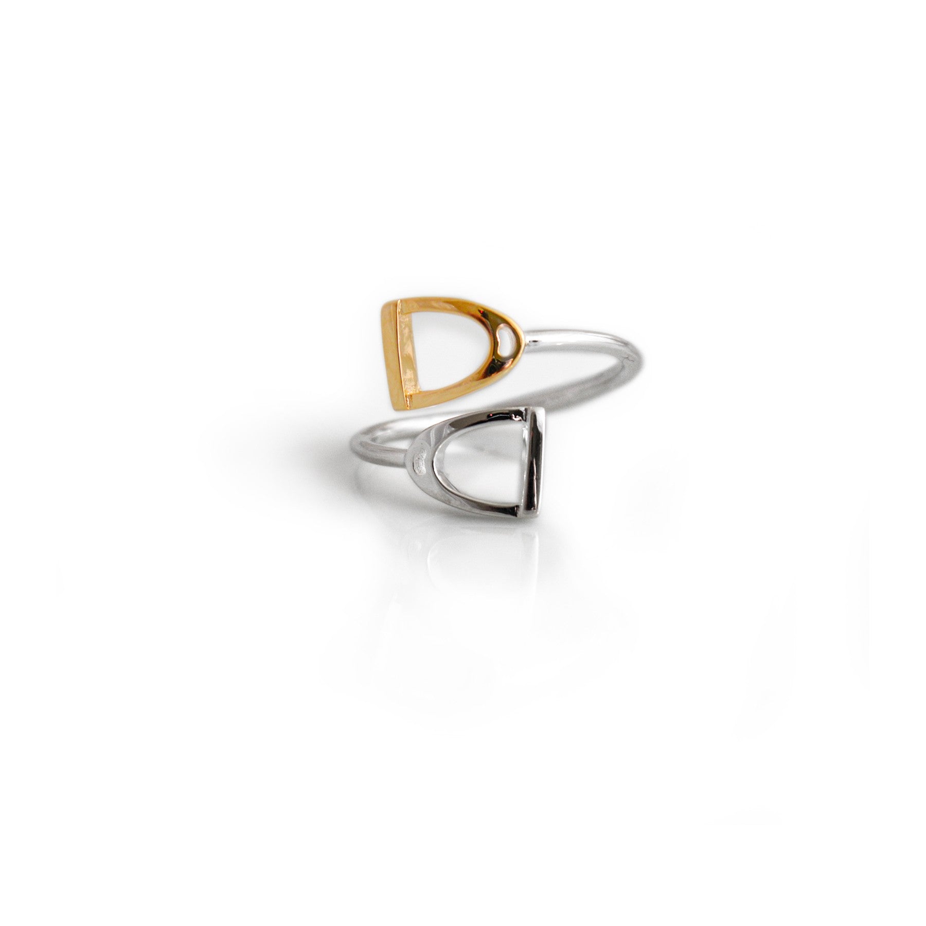 Sterling Silver & 18ct Gold Plated Adjustable Stirrup Ring