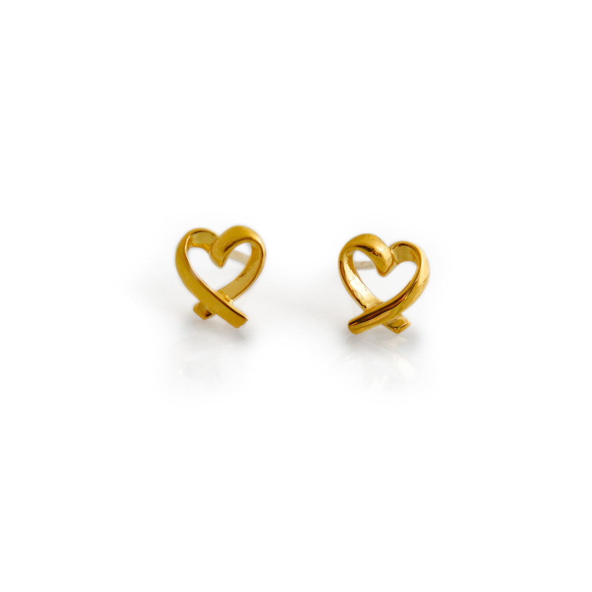 Sterling Silver &amp; 18ct Gold Plated Curvy Heart Stud Earrings