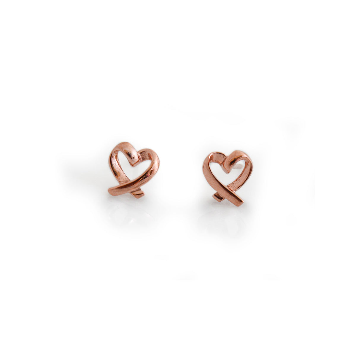 Sterling Silver &amp; 18ct Rose Gold Curvy Heart Stud Earrings