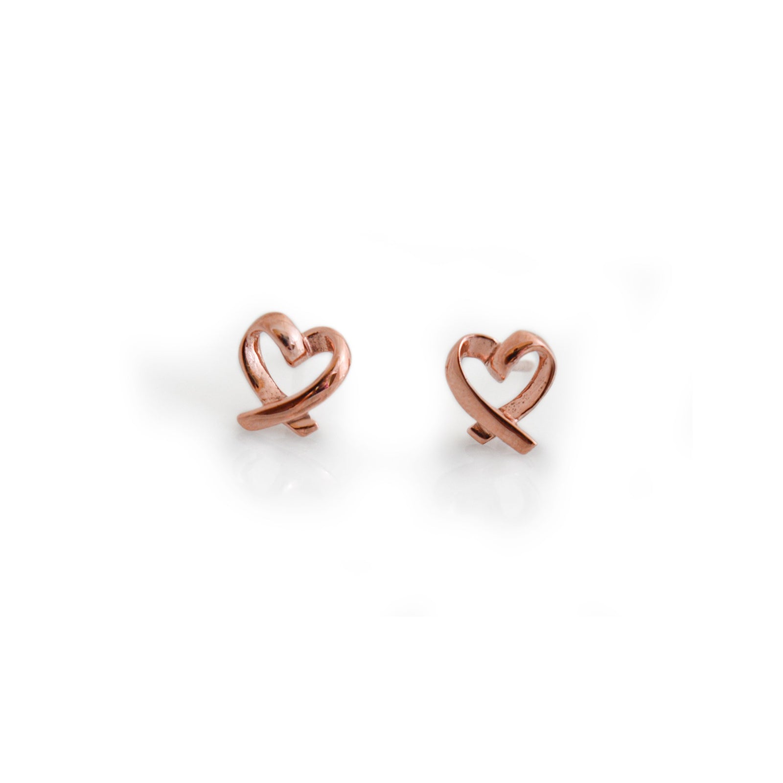 Sterling Silver & 18ct Rose Gold Curvy Heart Stud Earrings