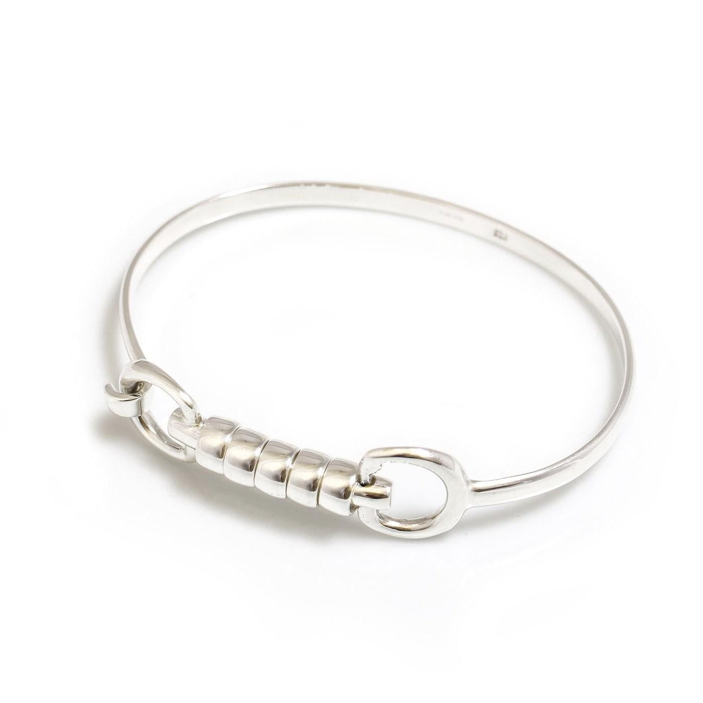 Exclusive Sterling Silver Cherry Roller Snaffle Bangle - Equestrian Jewellery