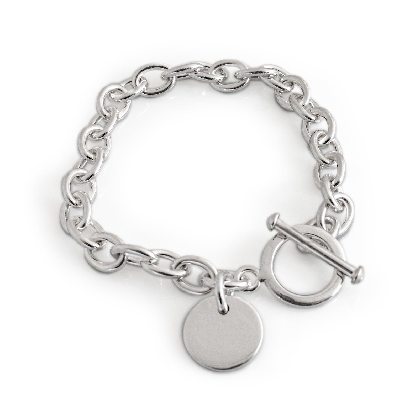 Sterling Silver Disc Fob Bracelet