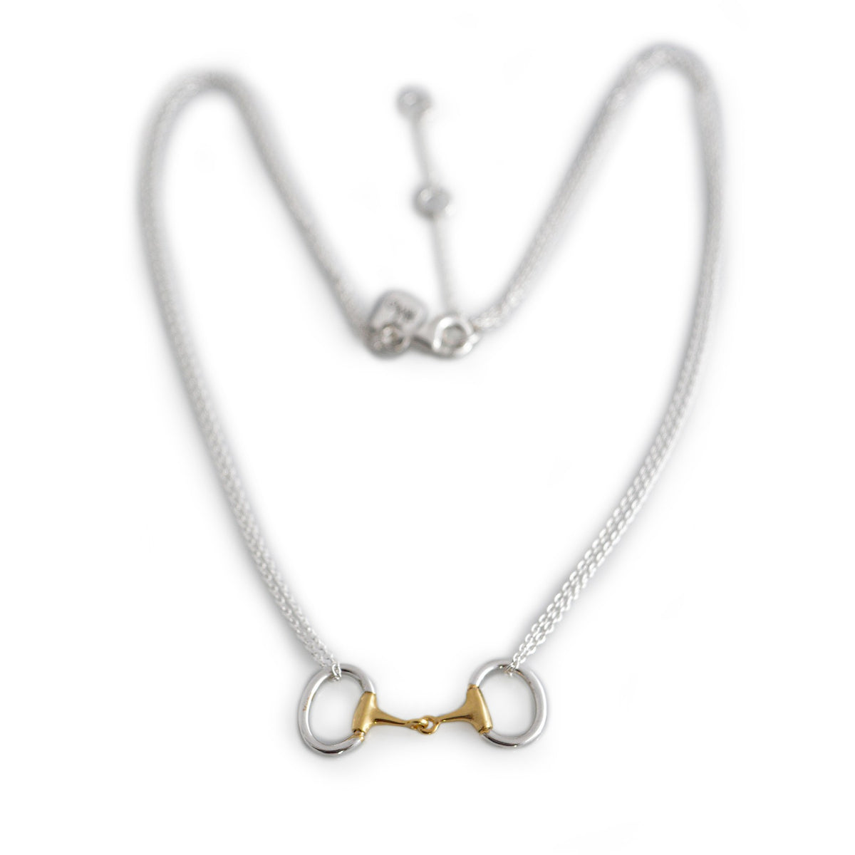 Exclusive Sterling Silver &amp; 18ct Gold Plated Dinky Double Chained Snaffle Necklace