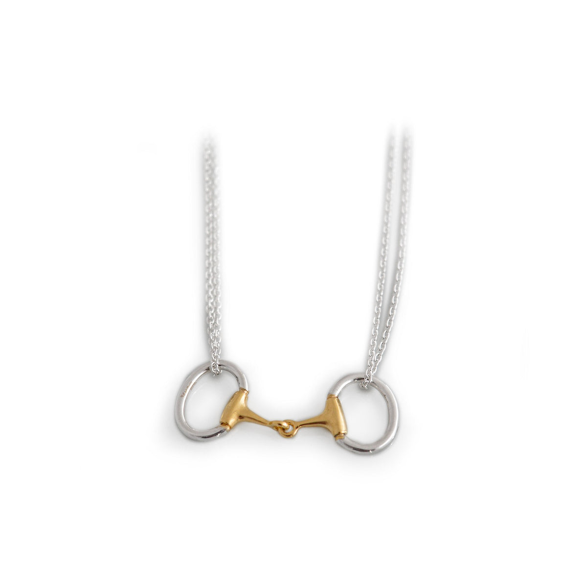 Exclusive Sterling Silver & 18ct Gold Plated Dinky Double Chained Snaffle Necklace