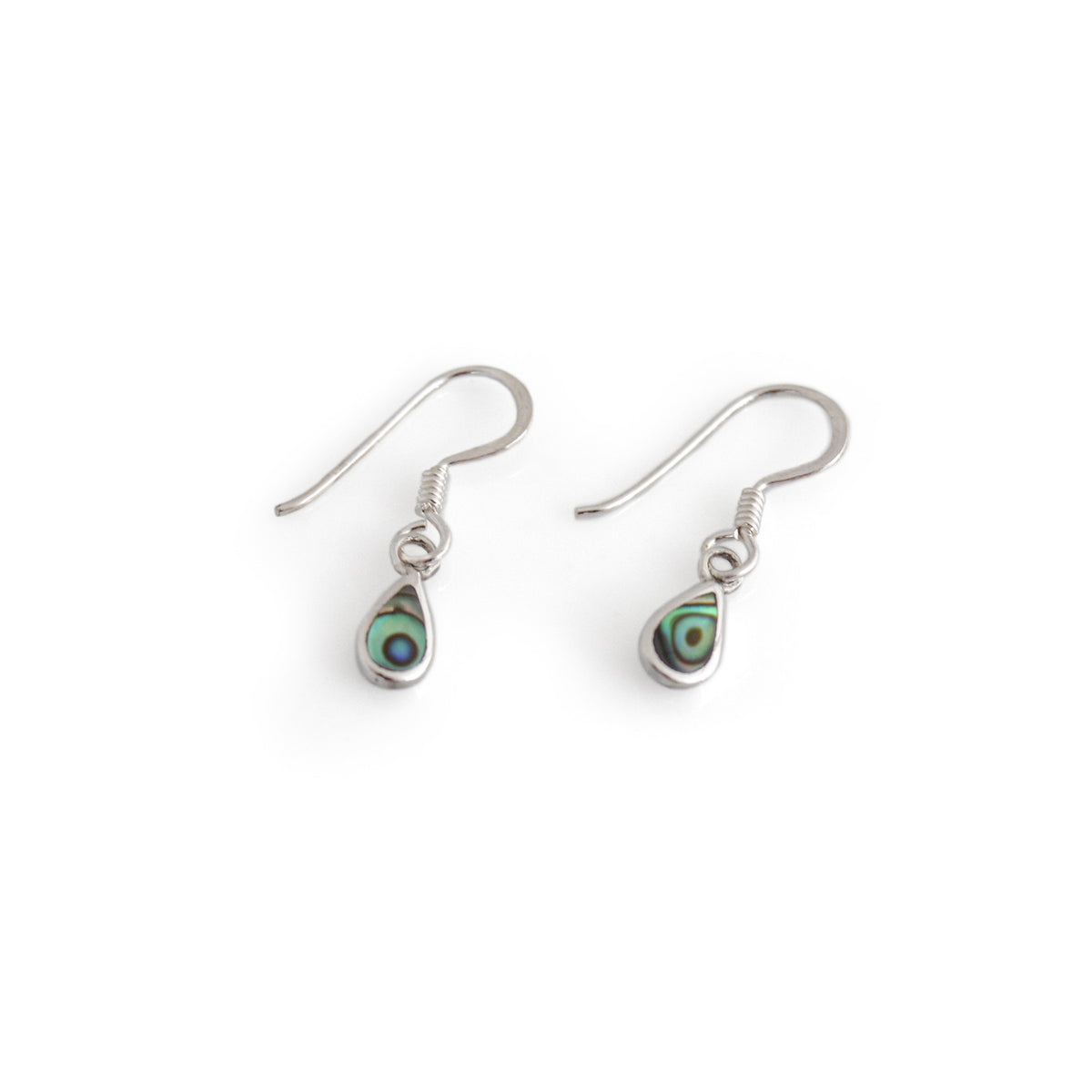 Sterling Silver Abalone Teardrop Dangly Earrings