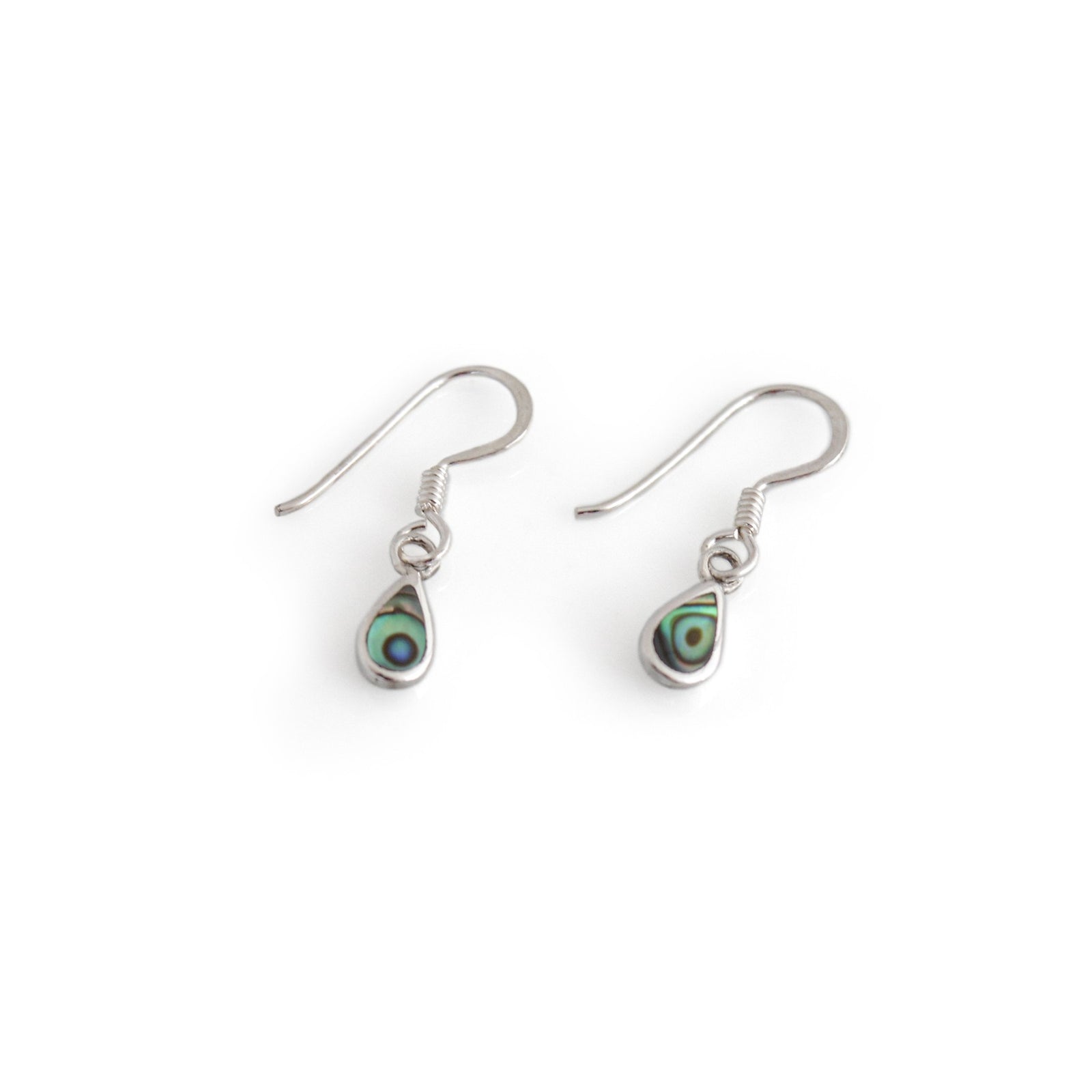 Sterling Silver Abalone Teardrop Dangly Earrings