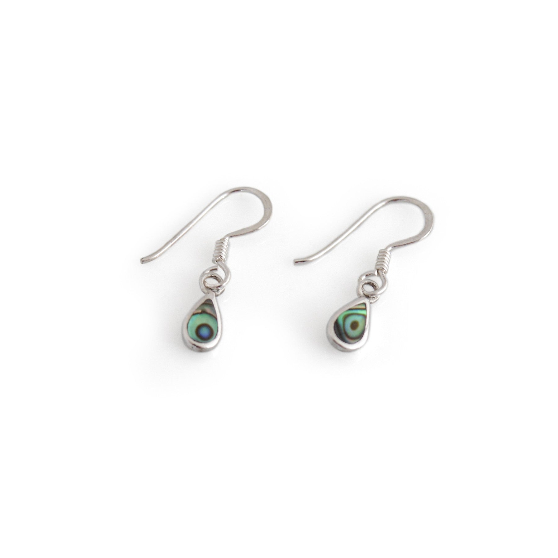 Sterling Silver Abalone Teardrop Dangly Earrings