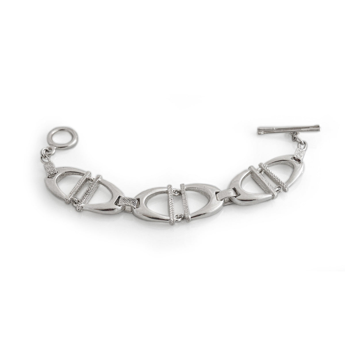 Sterling Silver Textured Stirrups Bracelet