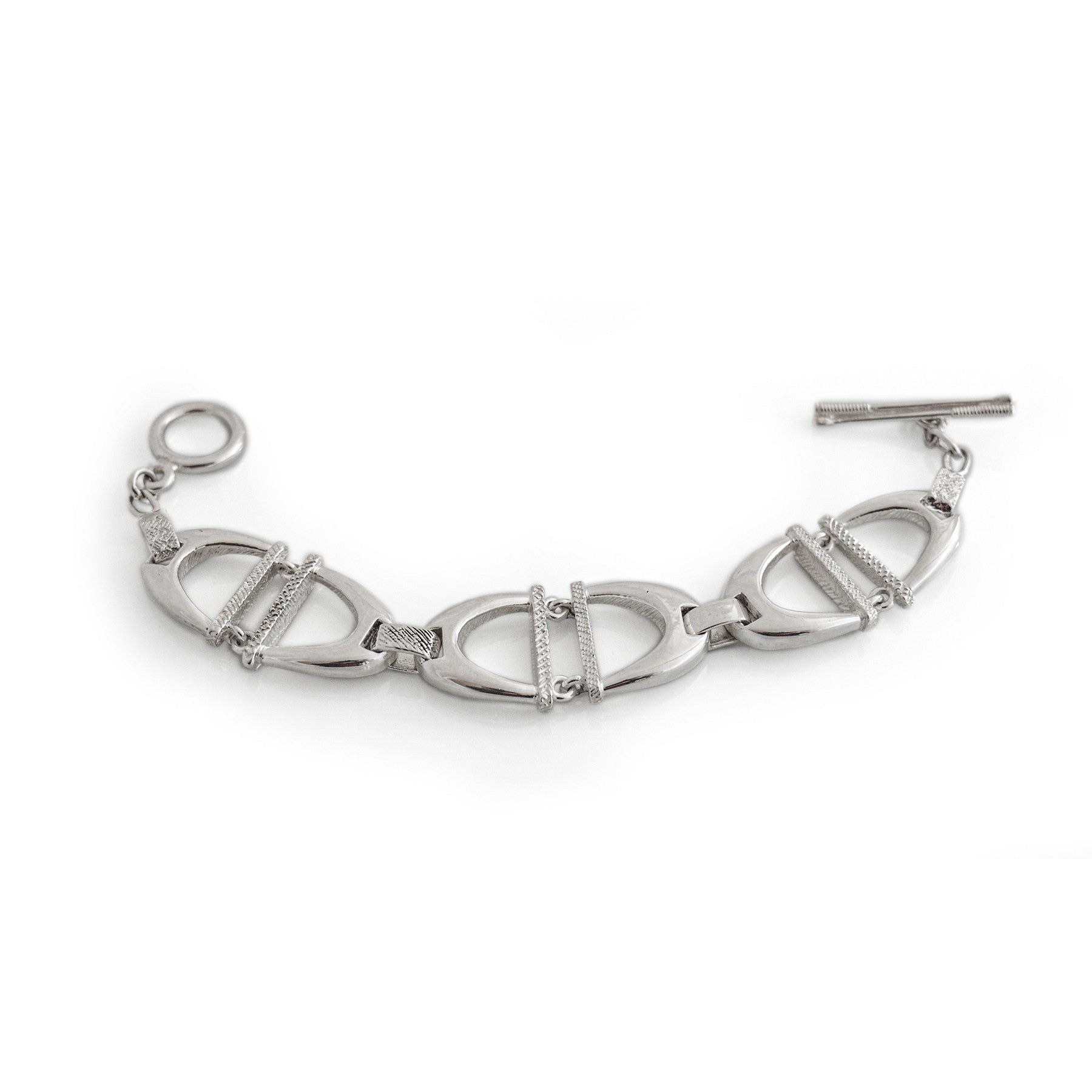 Sterling Silver Textured Stirrups Bracelet
