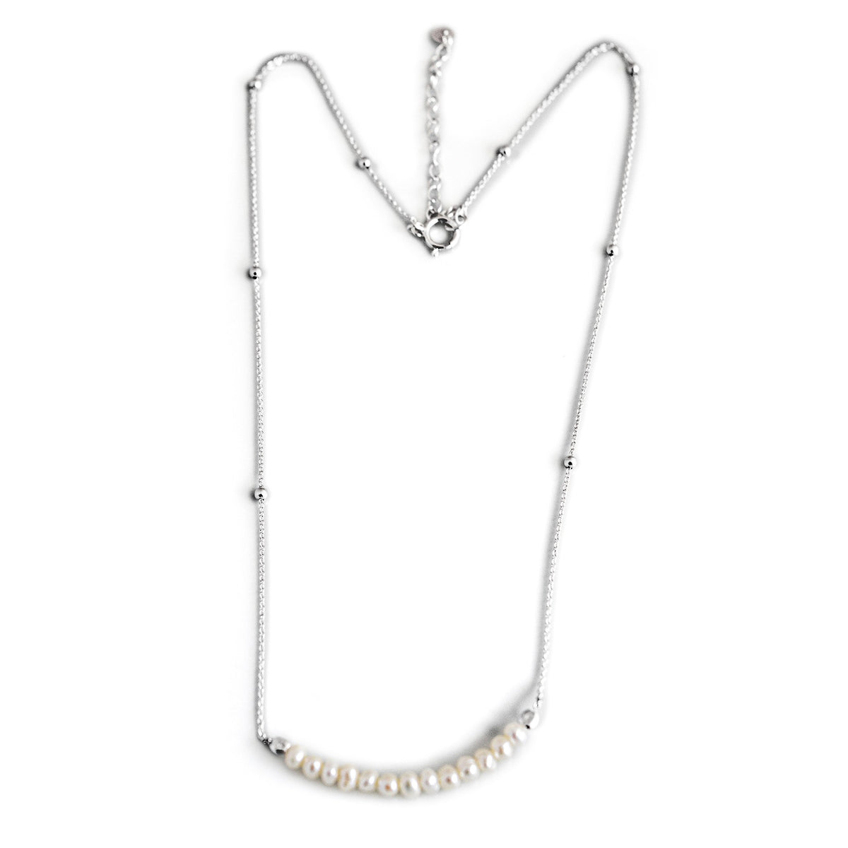 Sterling Silver Fine Chained Pearl Necklace