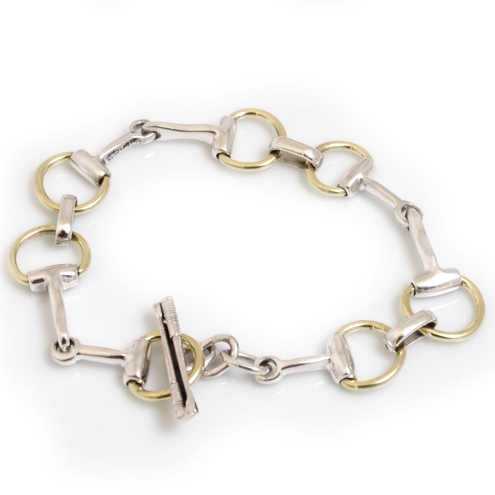 Two Tone Sterling Silver Snaffle Bracelet