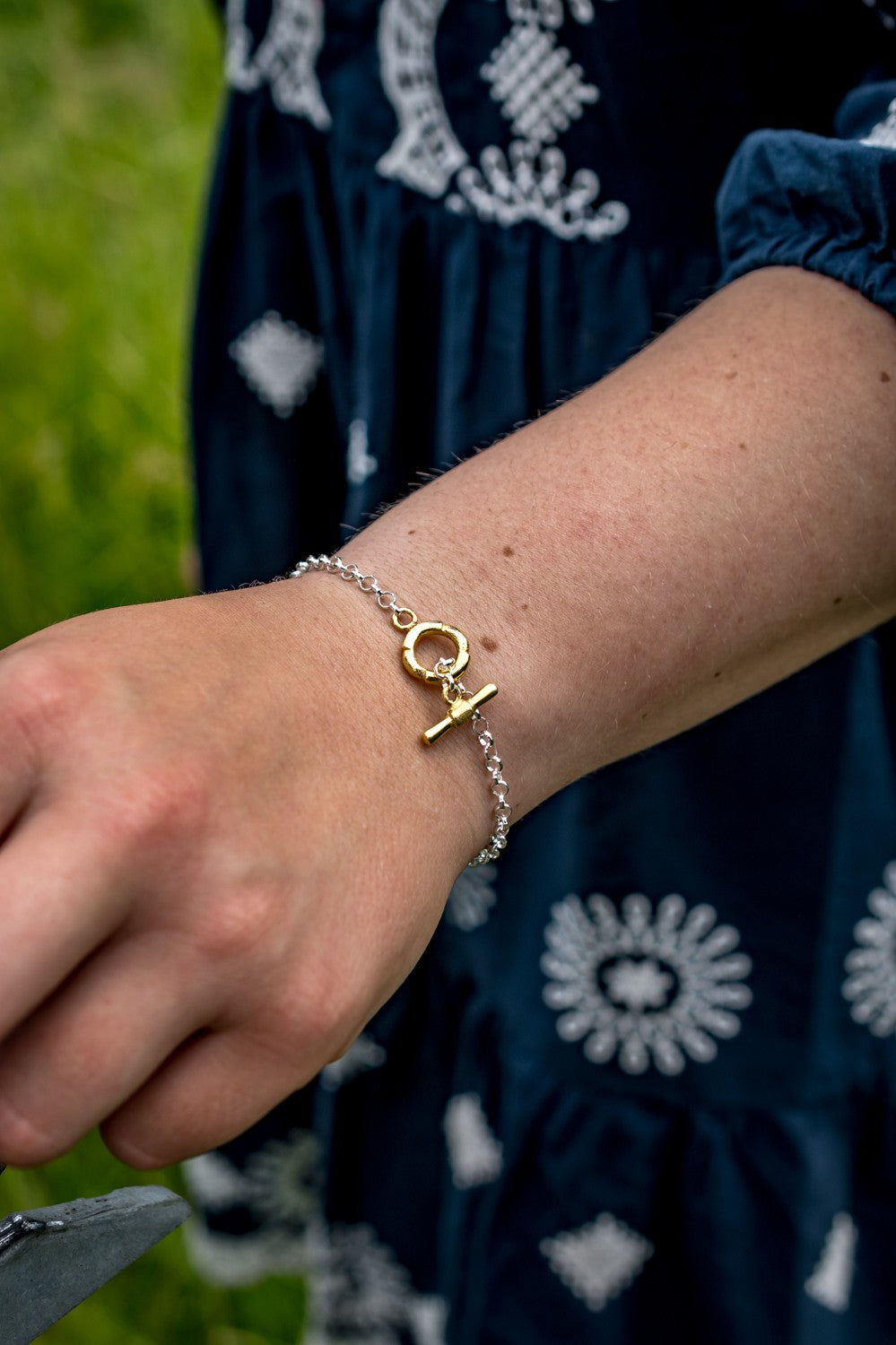 Exclusive Sterling Silver & 18ct Gold Plated Fob Bracelet